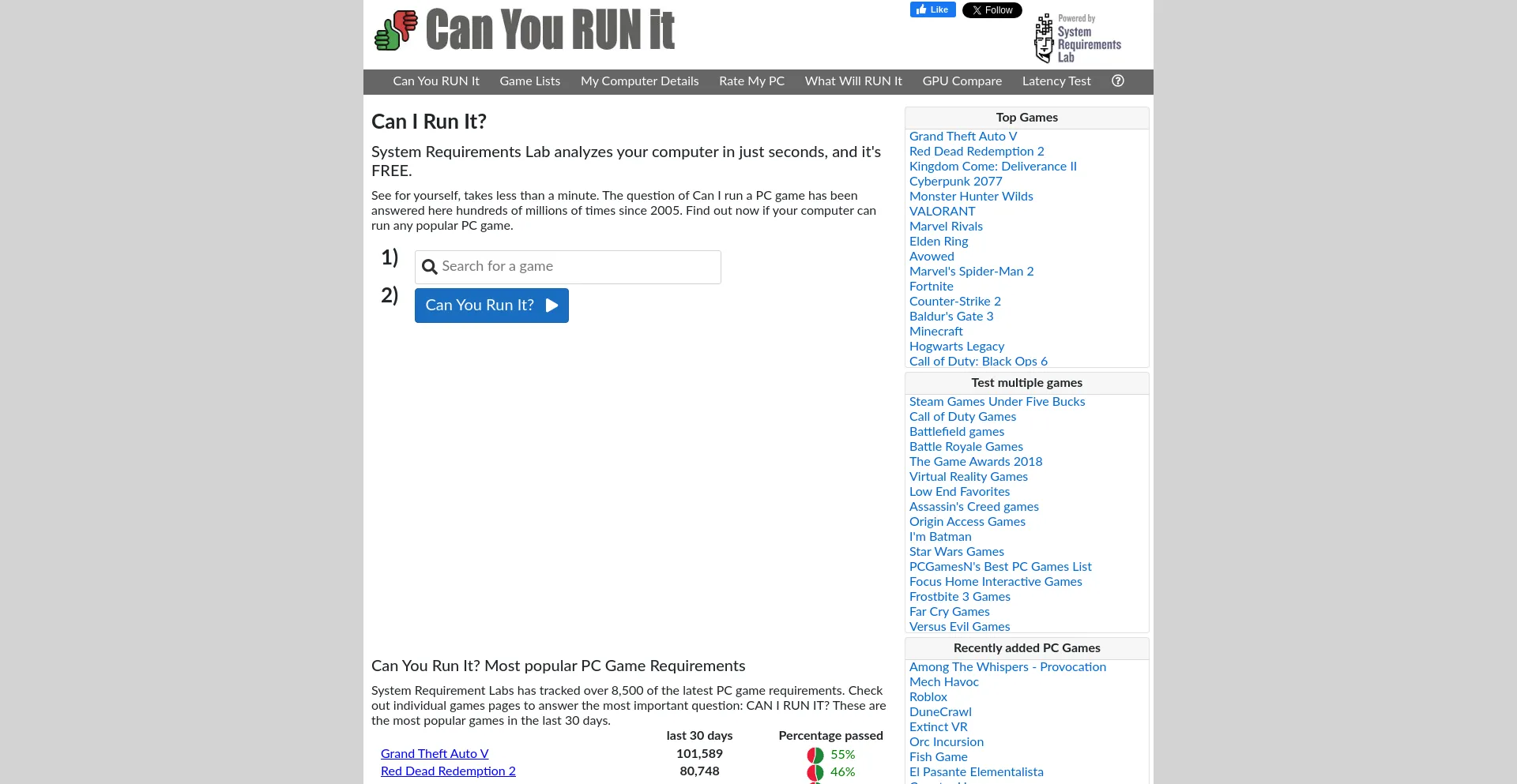 Website screenshot of Systemrequirementslab.com