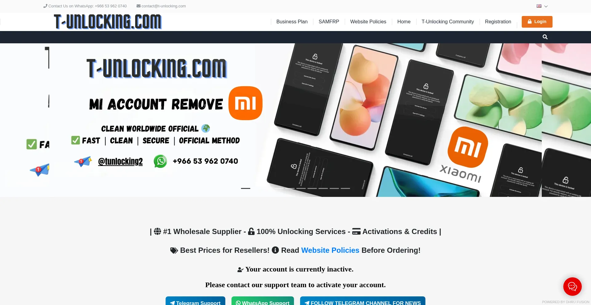 Website screenshot of T-unlocking.com