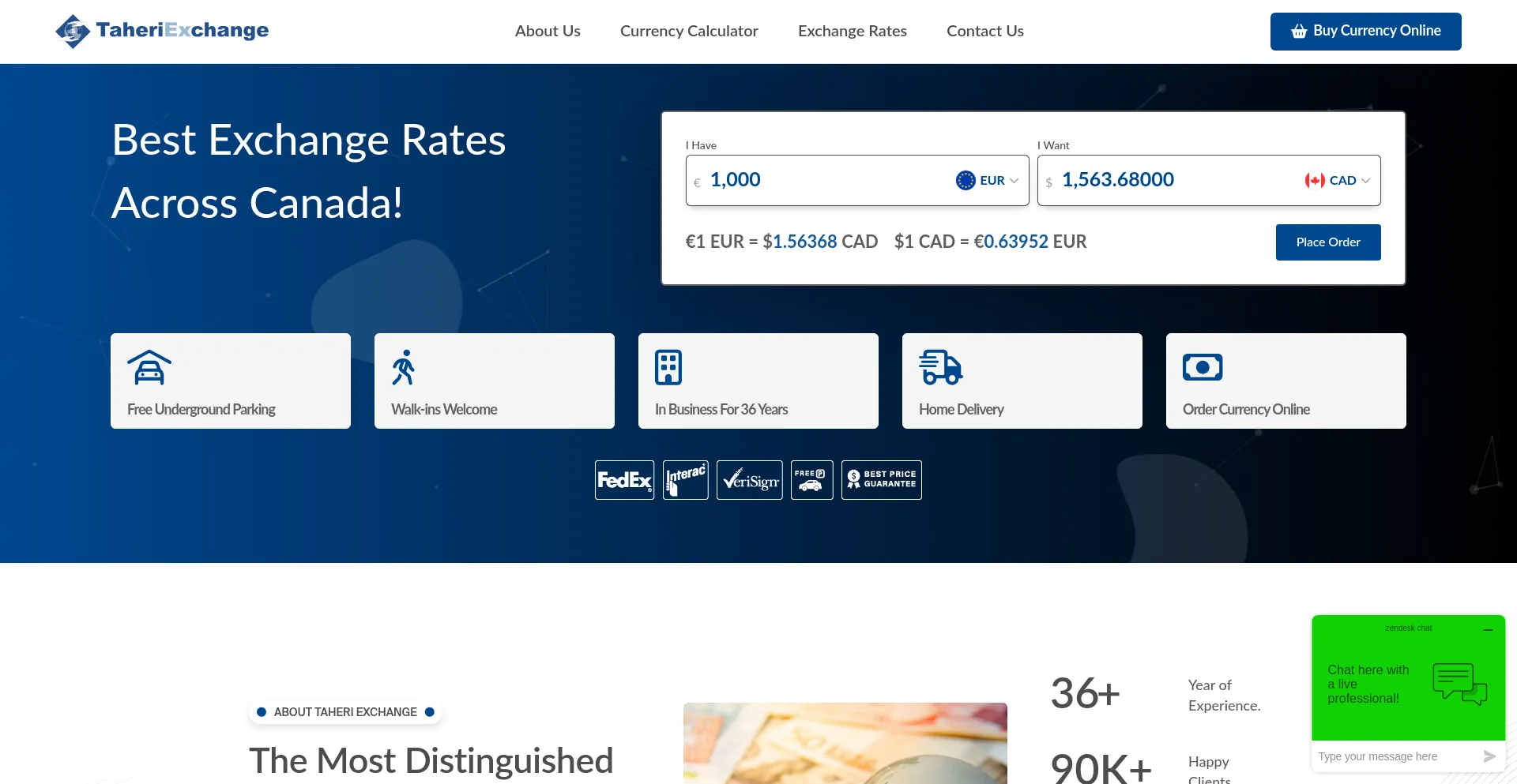 Website screenshot of Taheriexchange.com