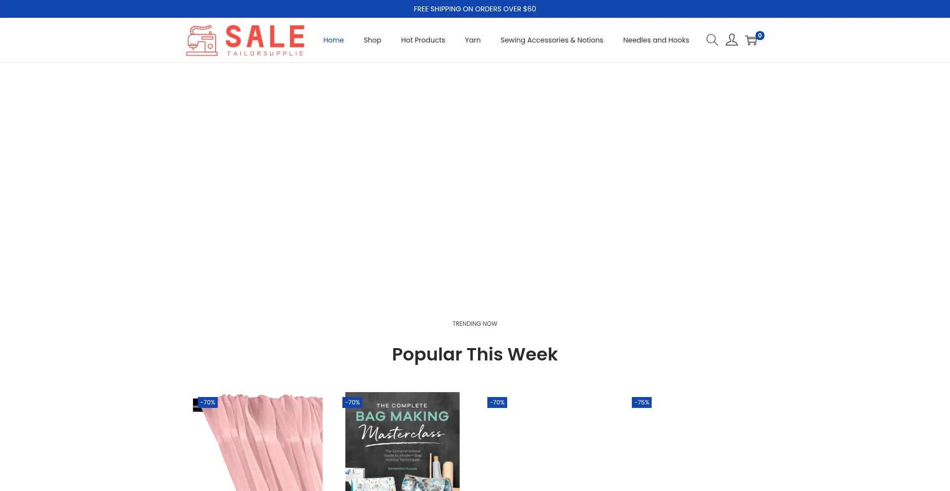 Website screenshot of Tailorsuppliesale.com