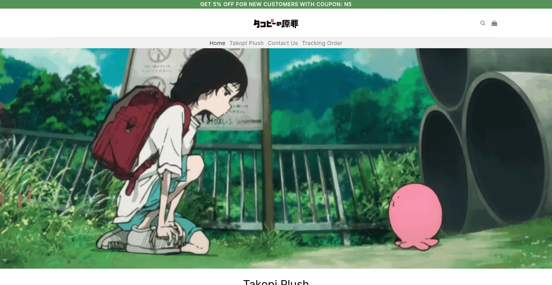 Website screenshot of Takopi-plushies.com
