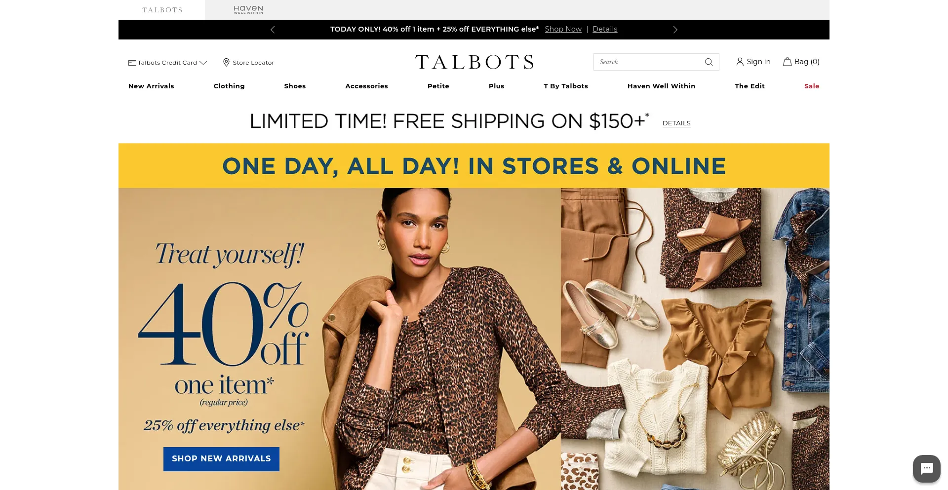 Website screenshot of Talbots.com