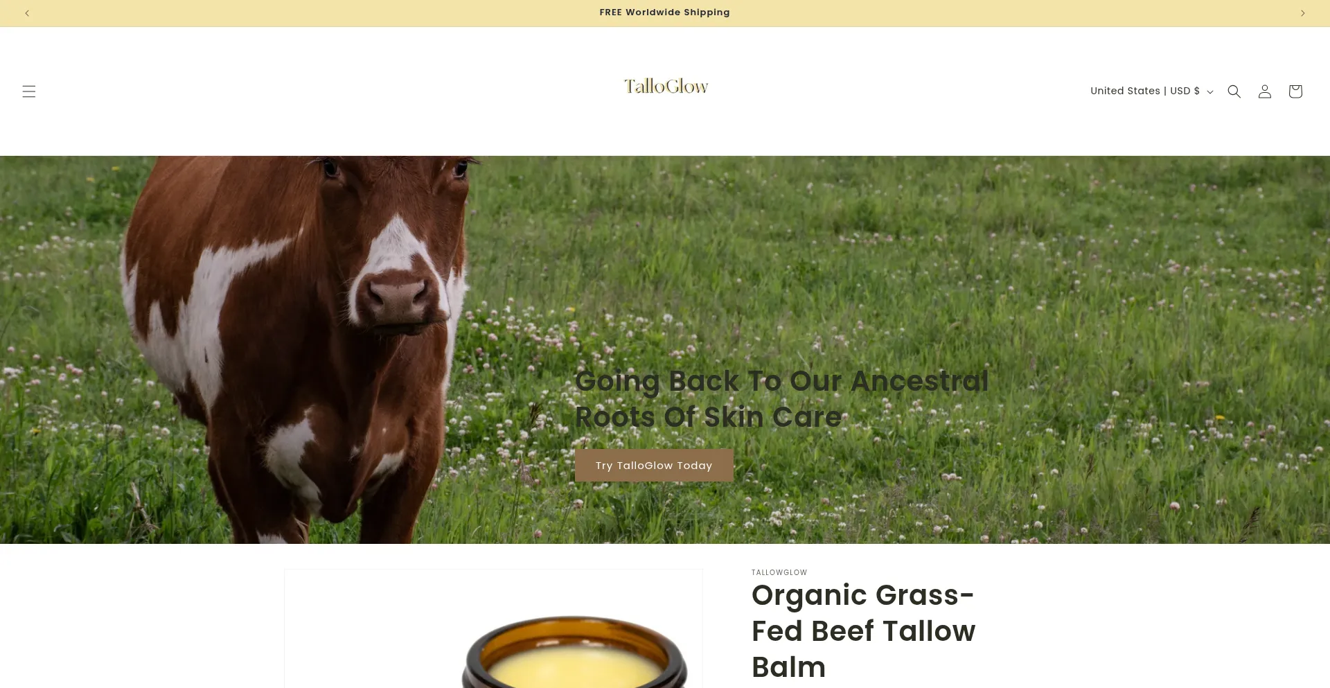 Website screenshot of Talloglow.co