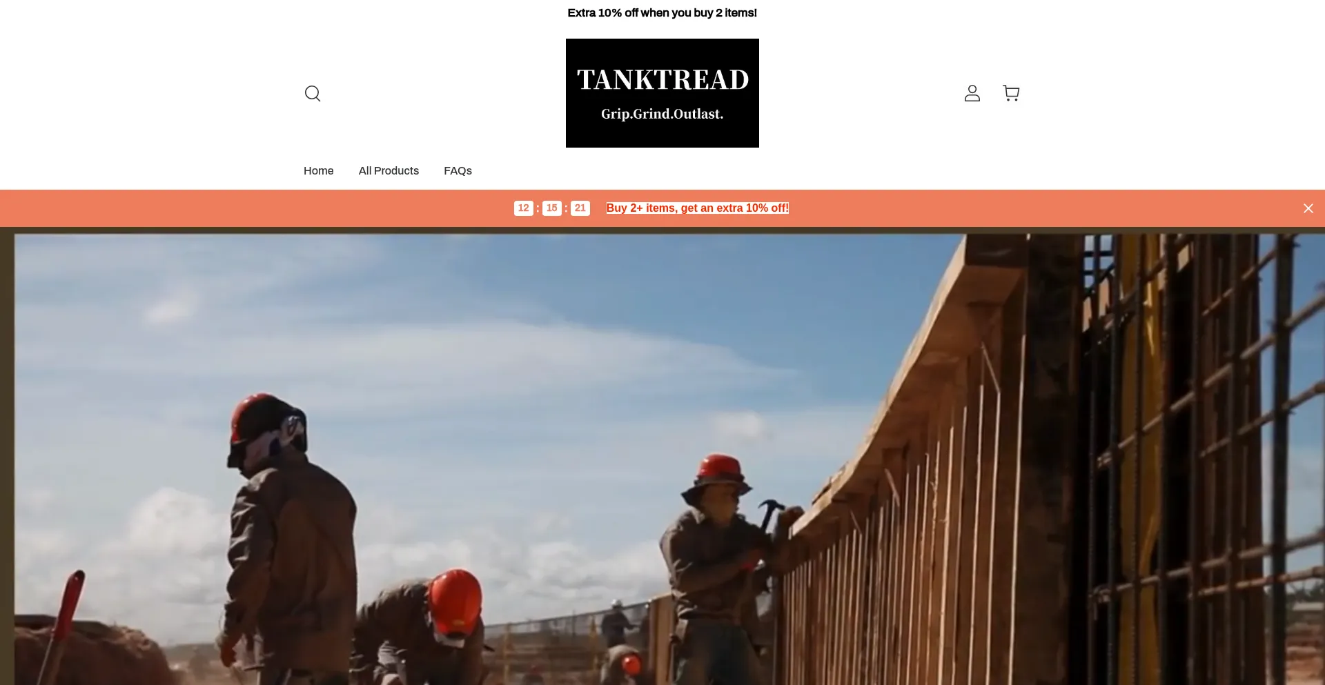 Website screenshot of Tanktread.com
