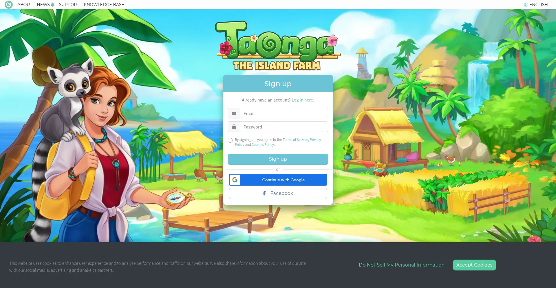 Website screenshot of Taongafarm.com