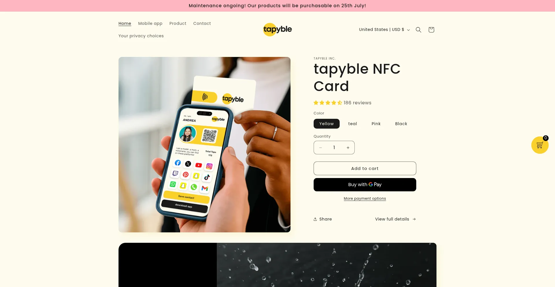 Website screenshot of Tapyble.com