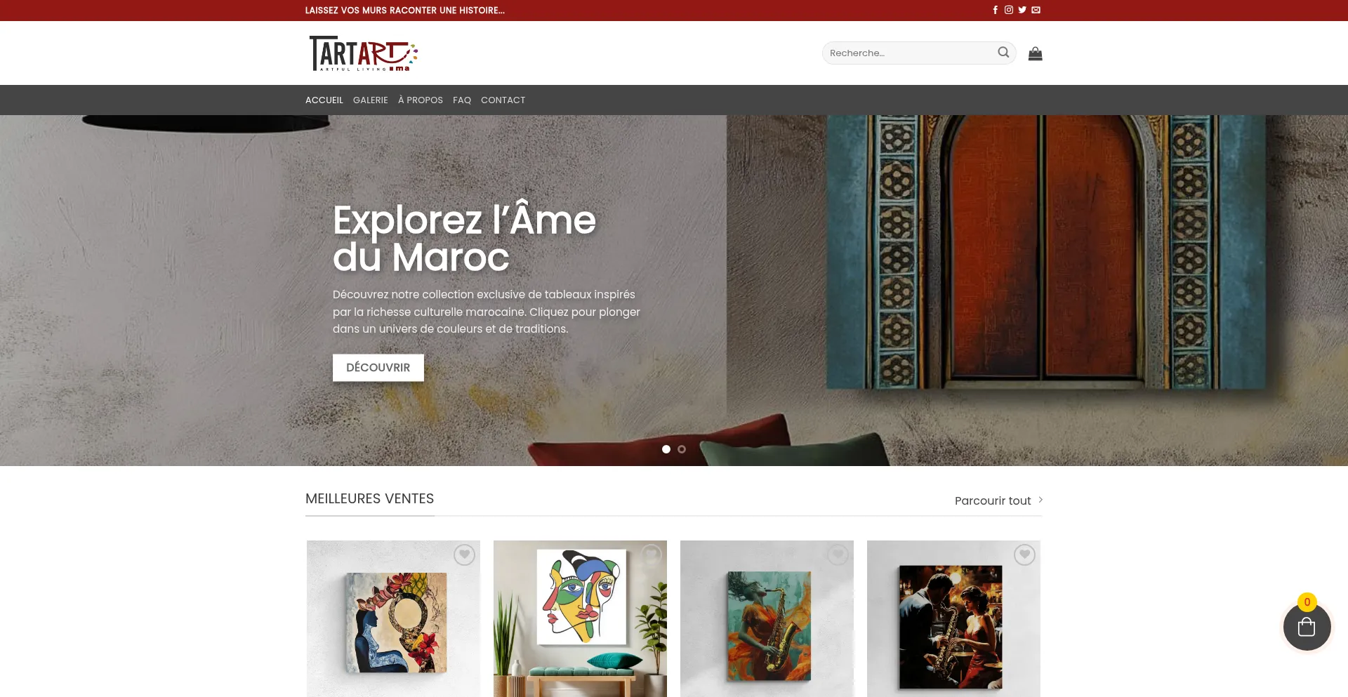 Website screenshot of Tartart.ma