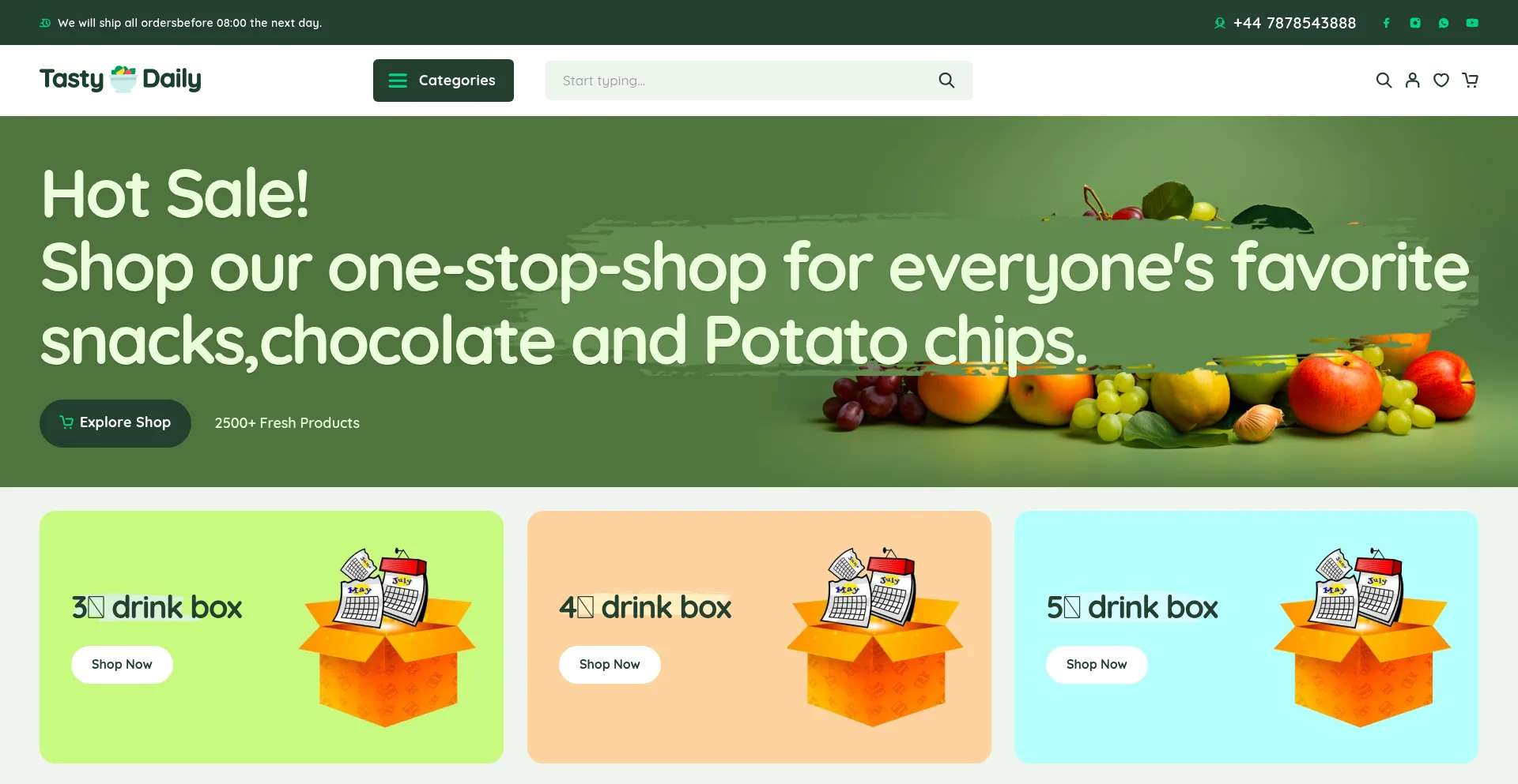 Website screenshot of Tastydaily-uk.com