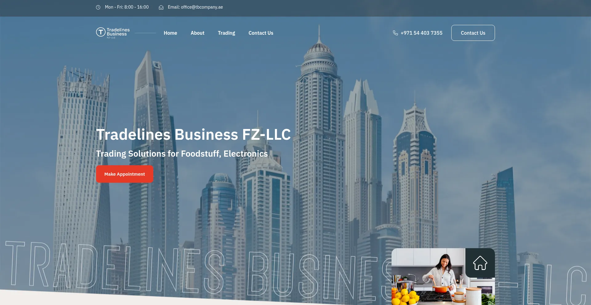 Website screenshot of Tbcompany.ae