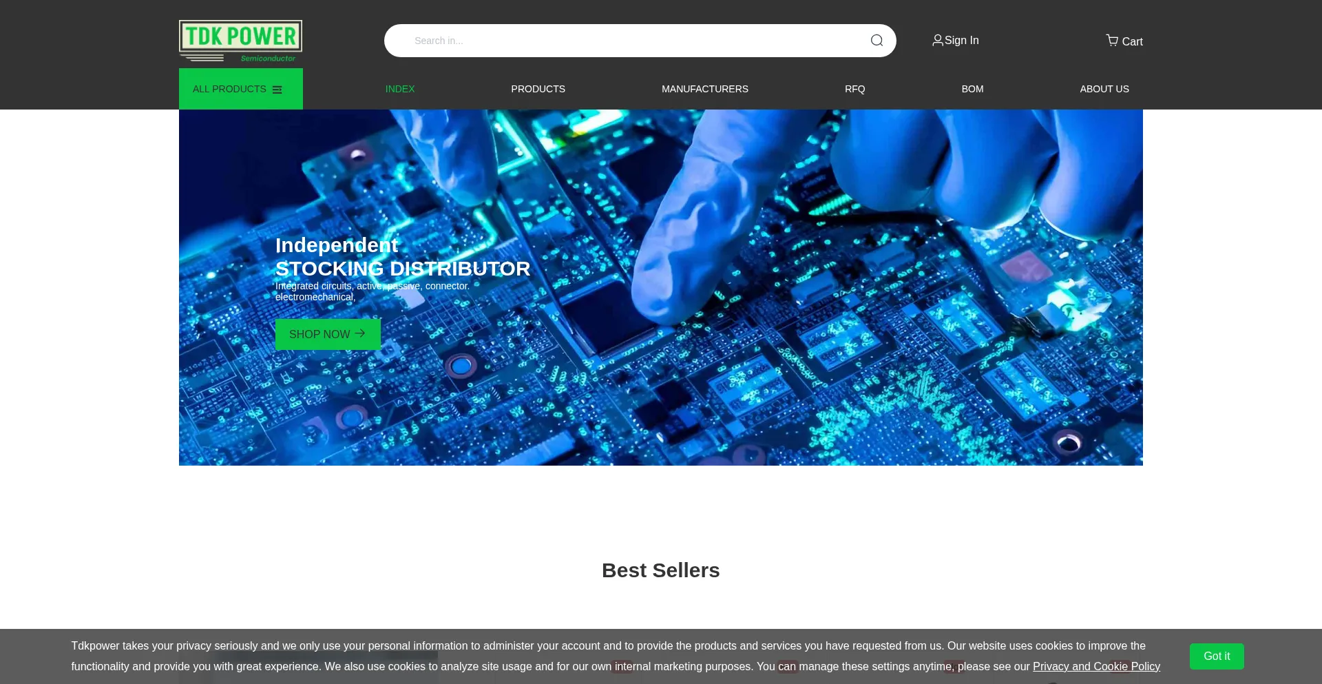 Website screenshot of Tdkpower.com