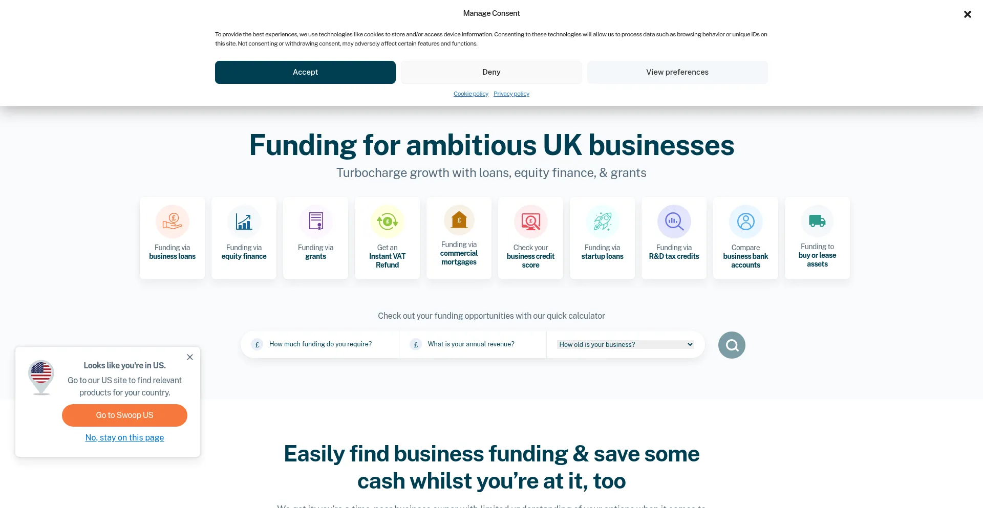 Website screenshot of Teamswoopfunding.com