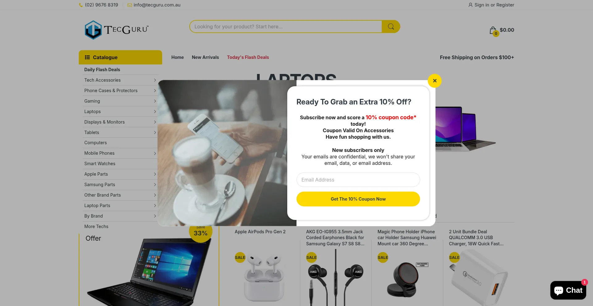 Website screenshot of Tecguru.com.au