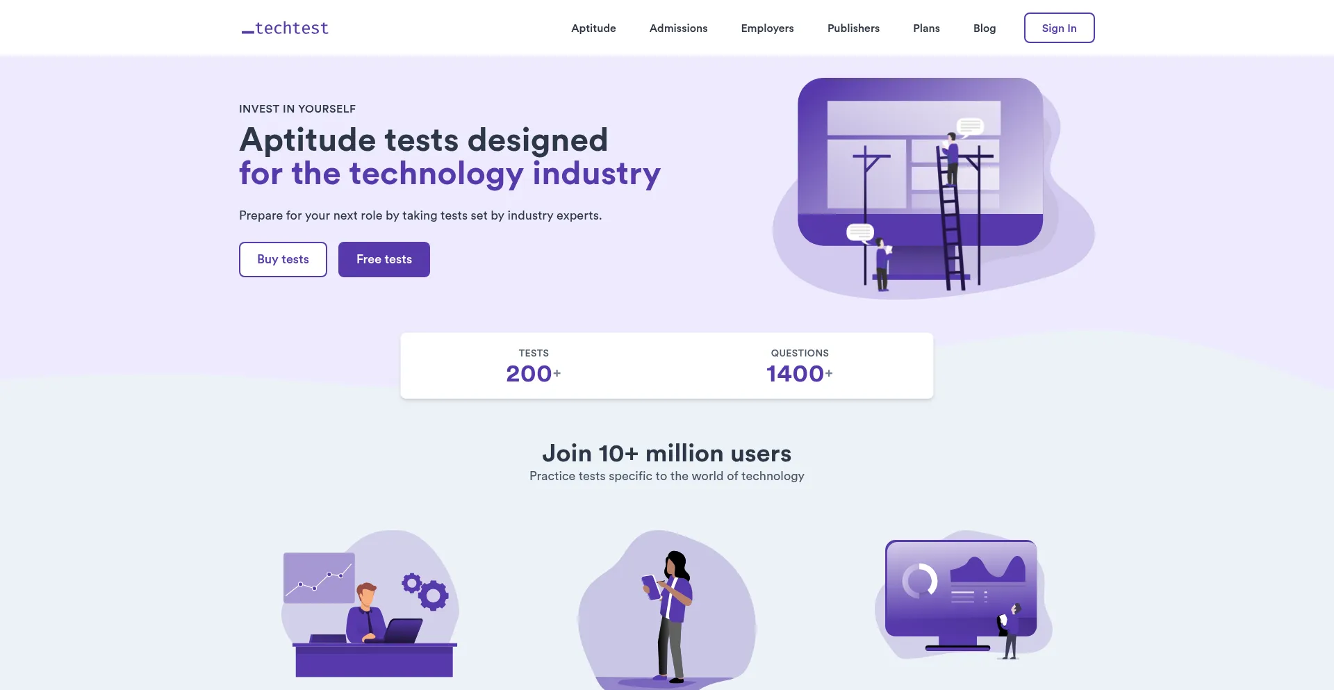 Website screenshot of Techtest.io