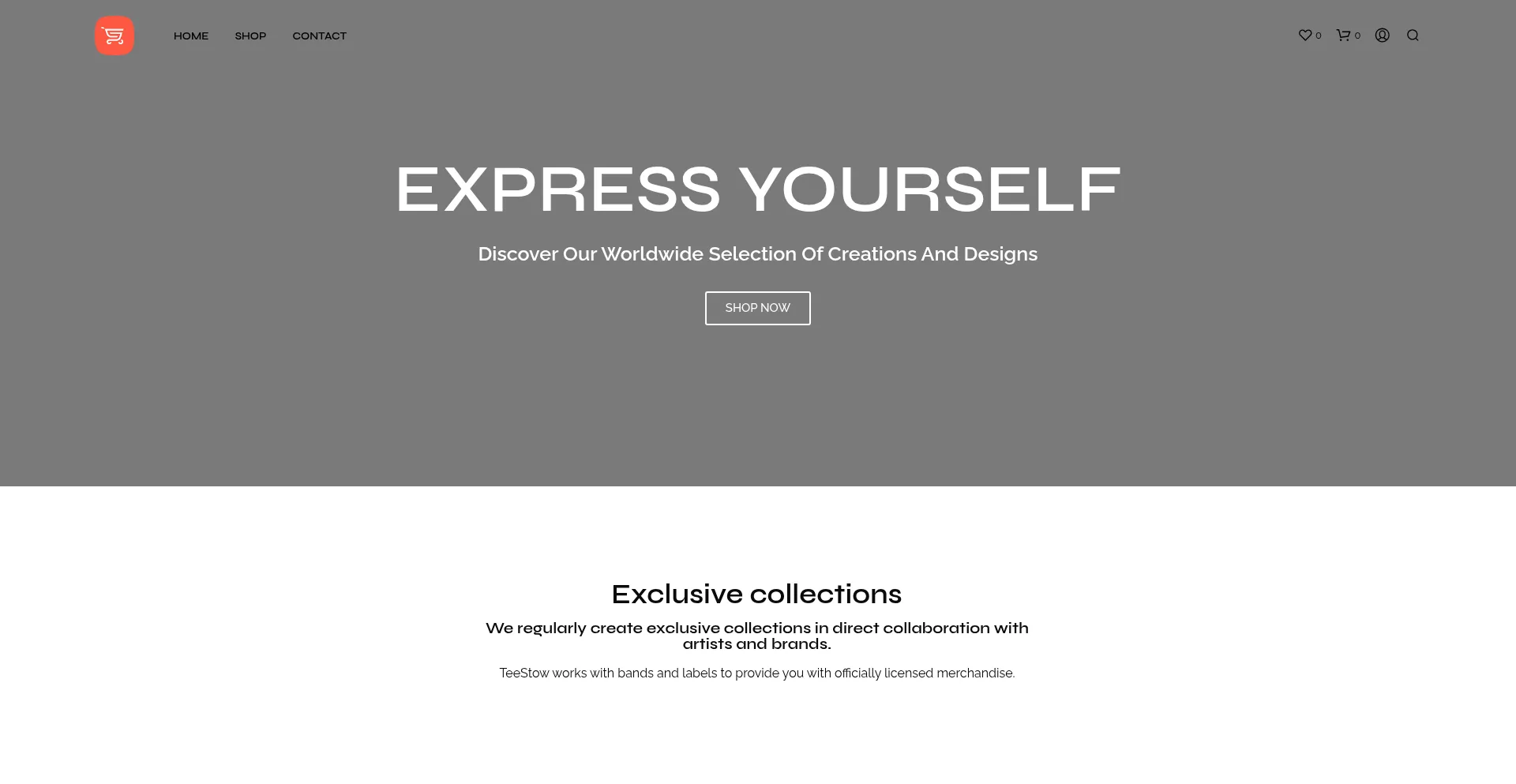 Website screenshot of Teestow.com