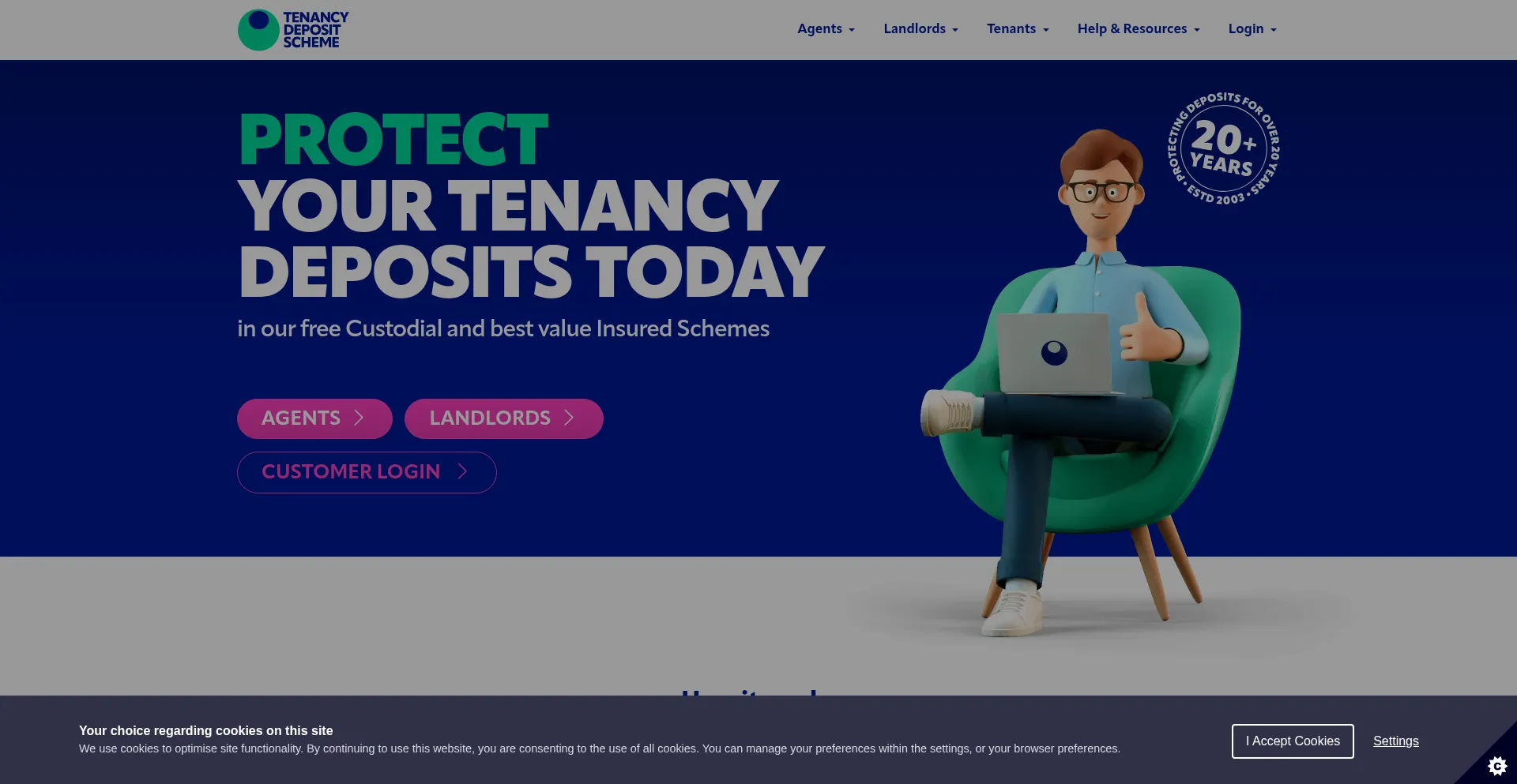 Website screenshot of Tenancydepositscheme.com