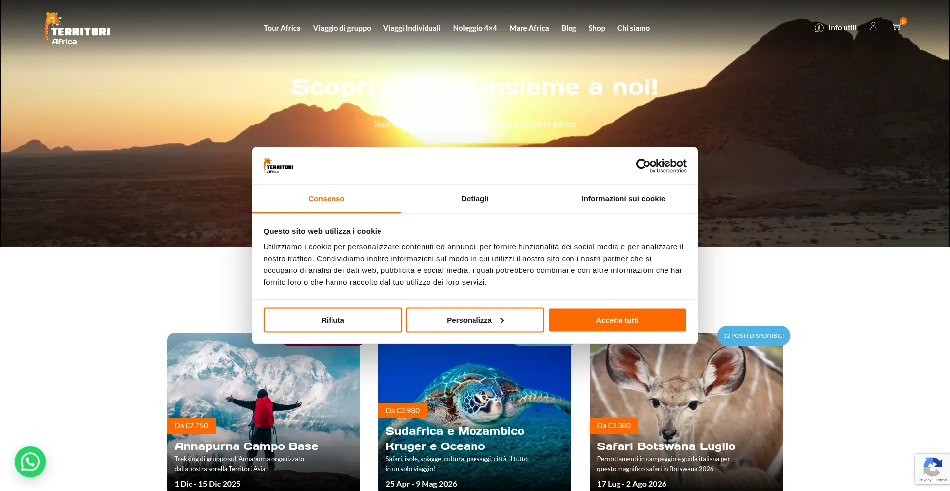Website screenshot of Territori.africa