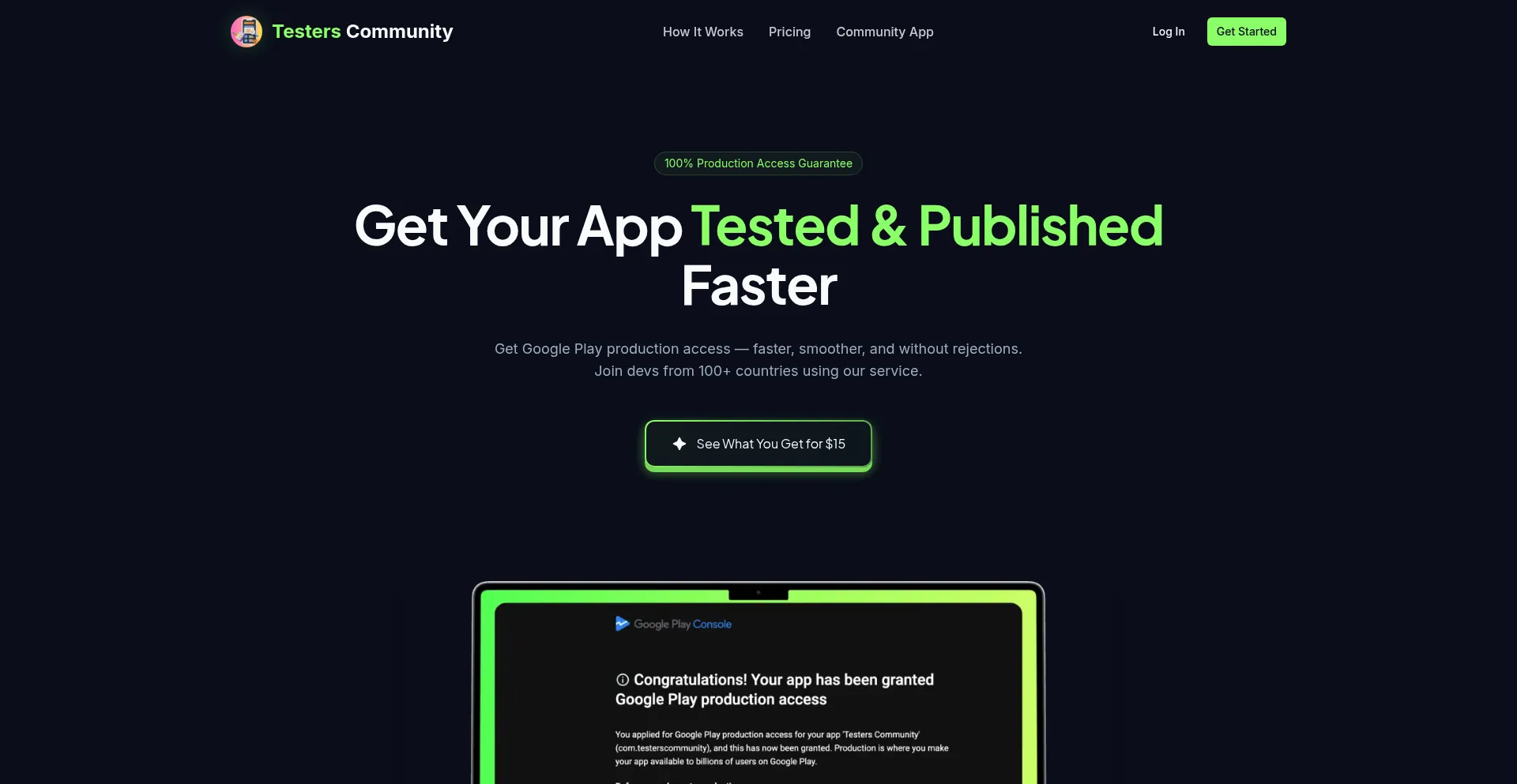 Website screenshot of Testerscommunity.com