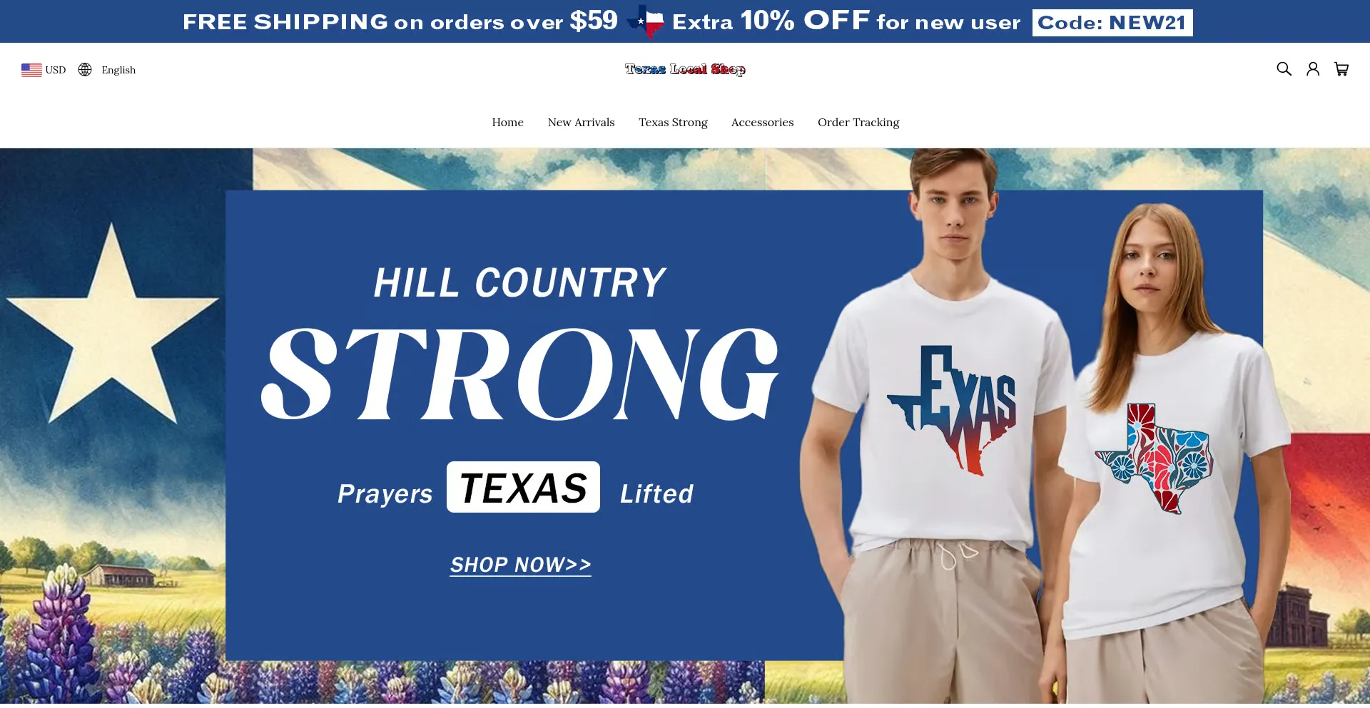 Website screenshot of Texaslocalshop.com