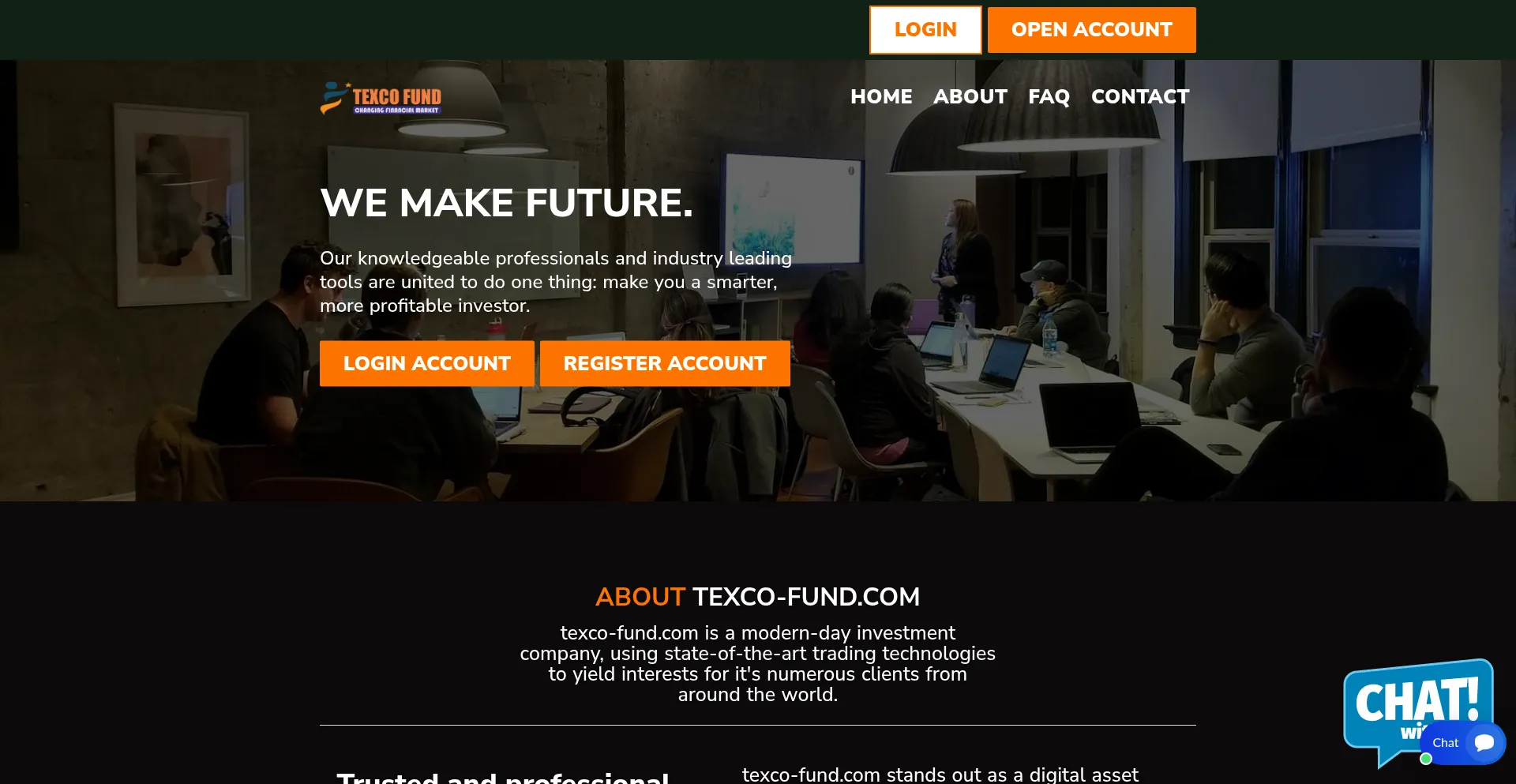 Website screenshot of Texco-fund.com