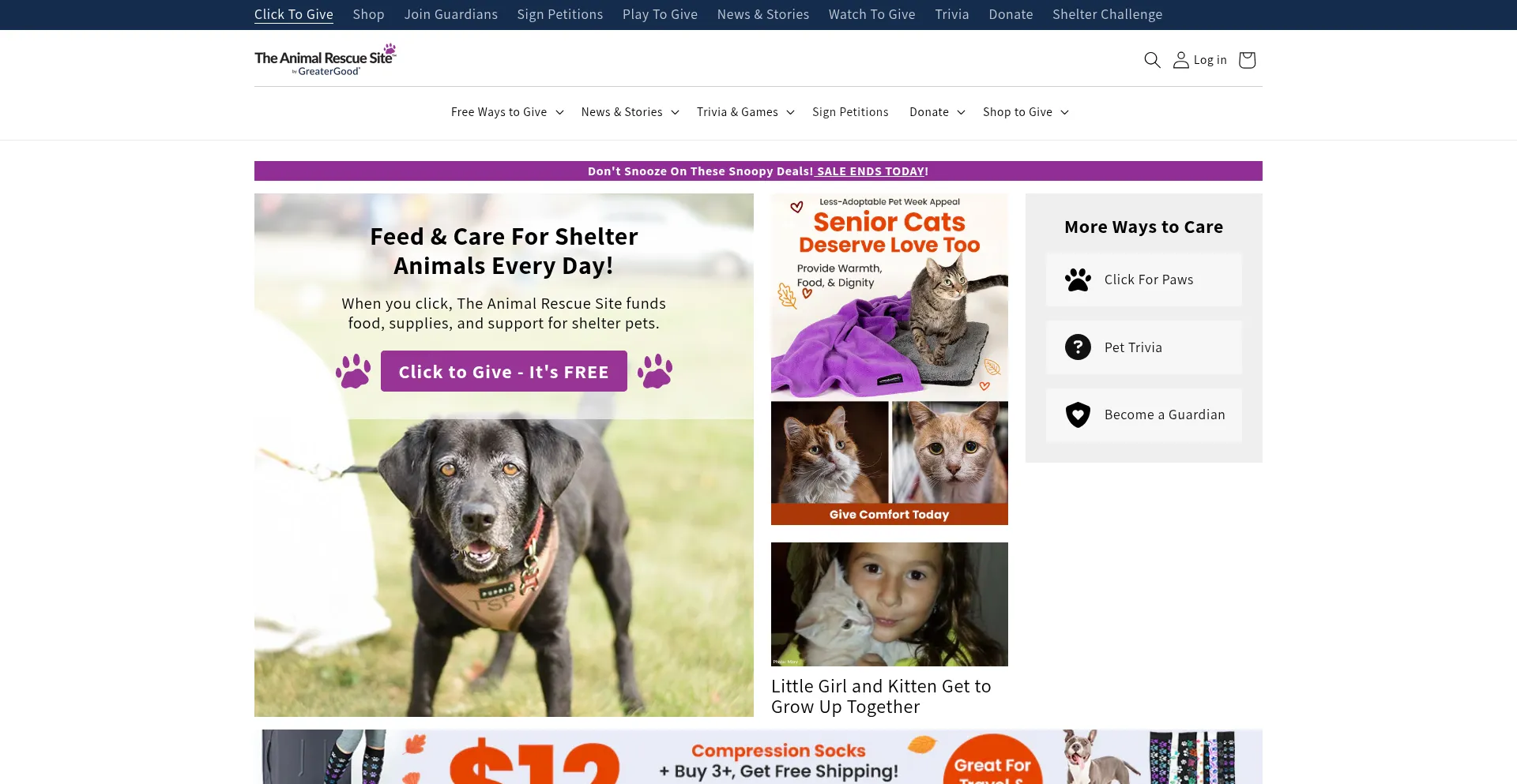 Theanimalrescuesite.com Screenshot
