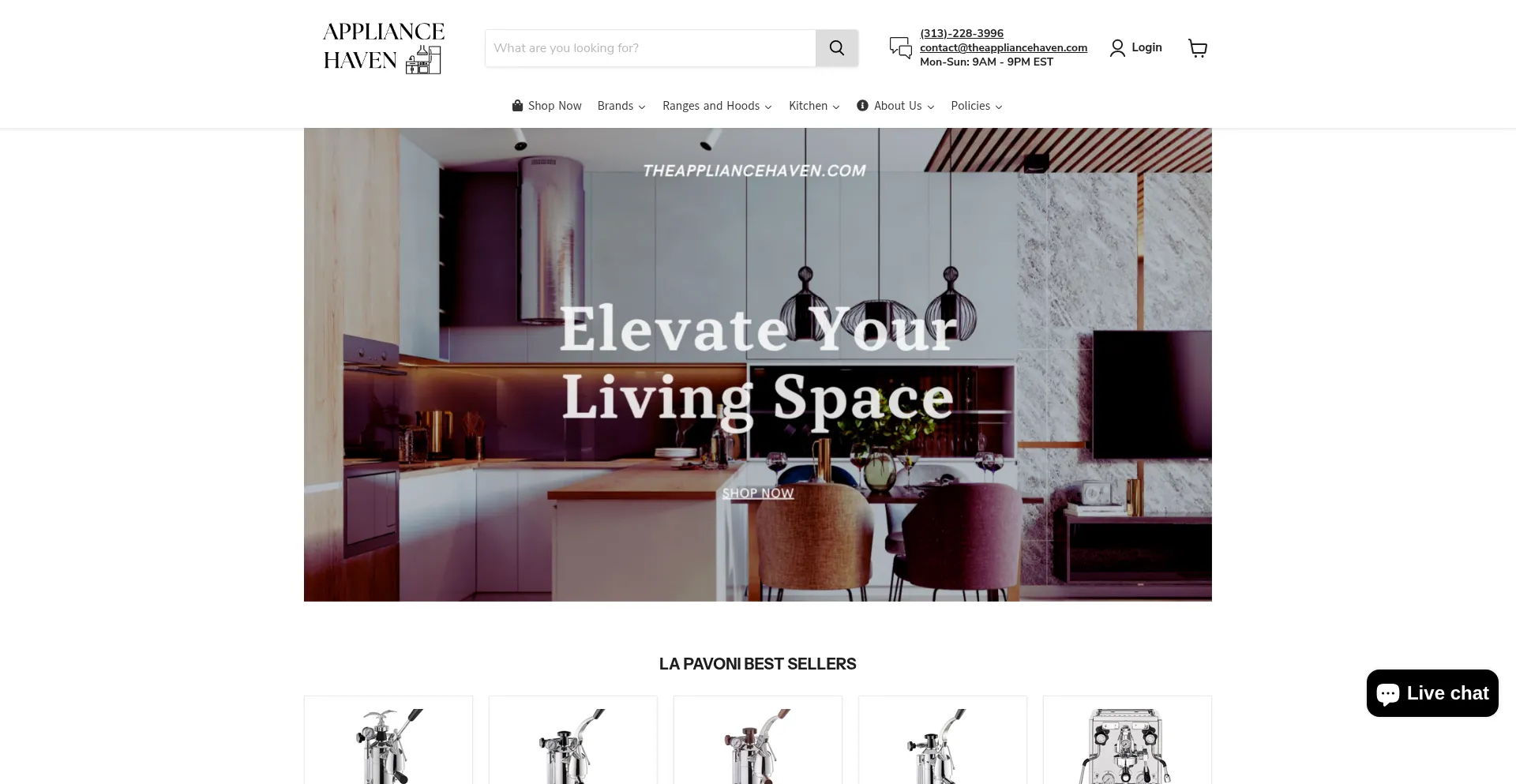Website screenshot of Theappliancehaven.com