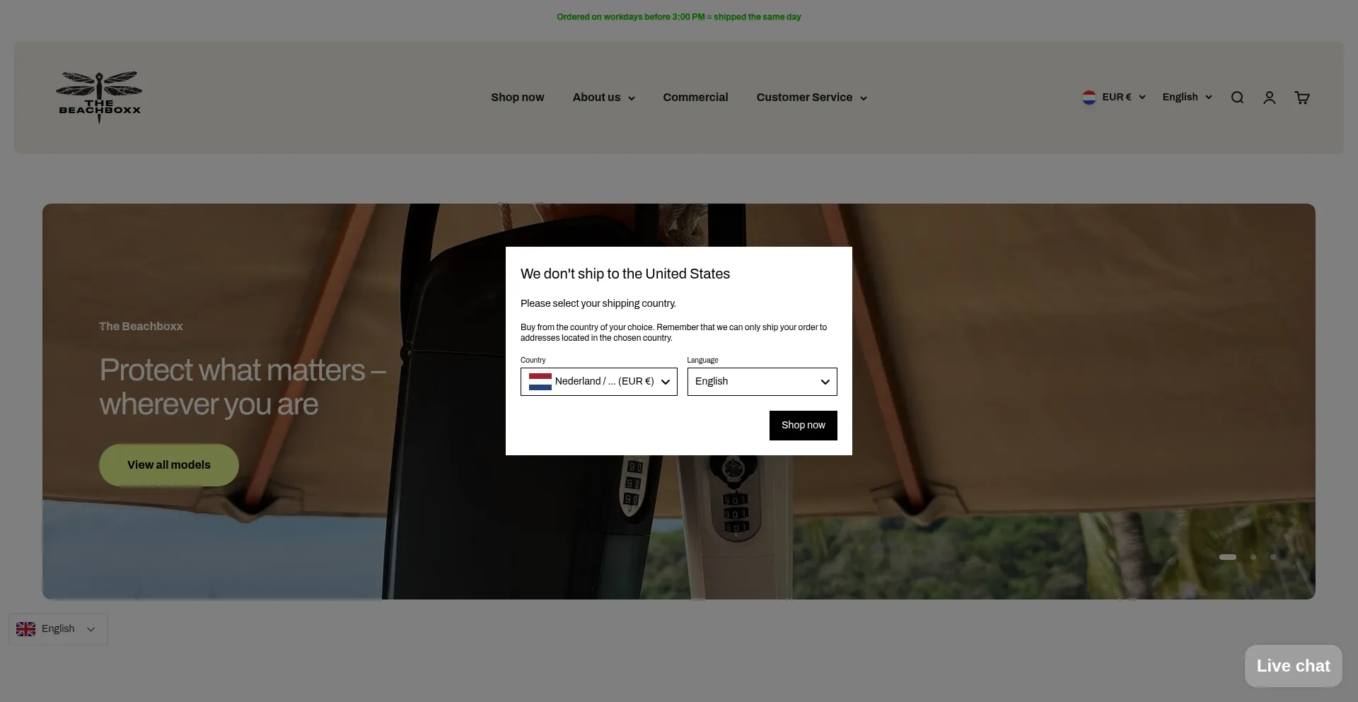 Website screenshot of Thebeachboxx.com