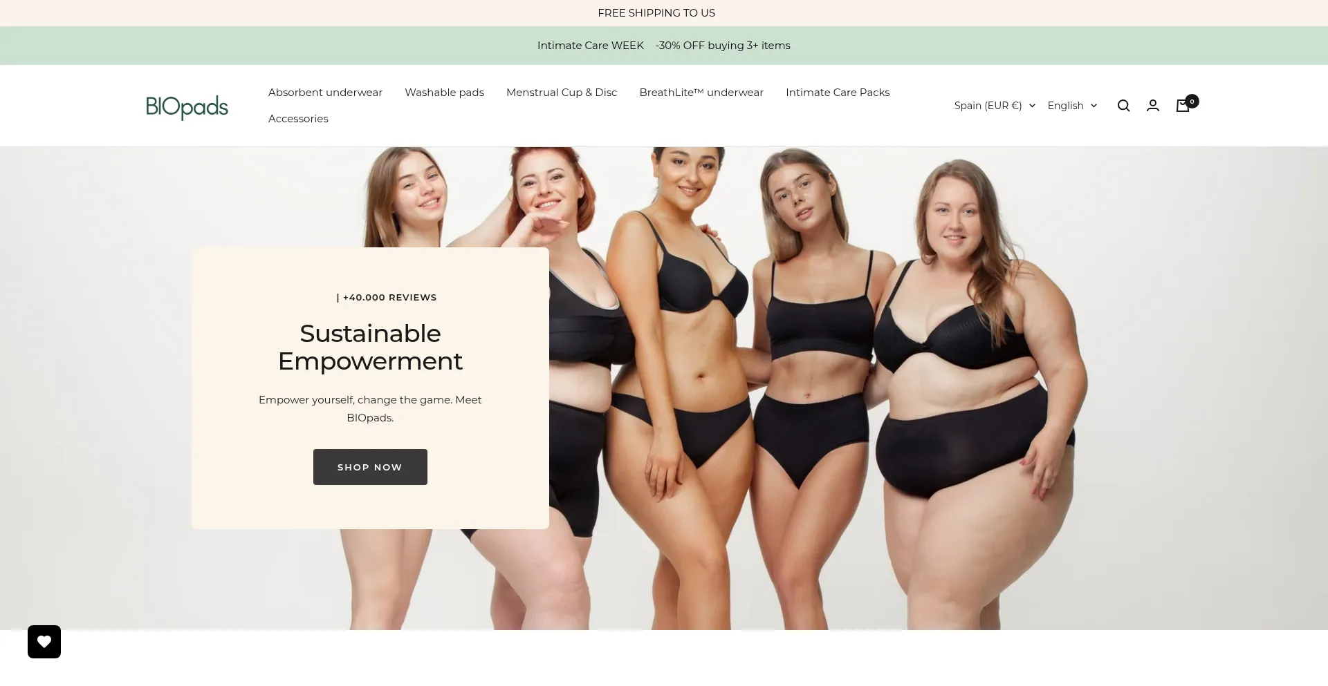 Website screenshot of Thebiopads.com