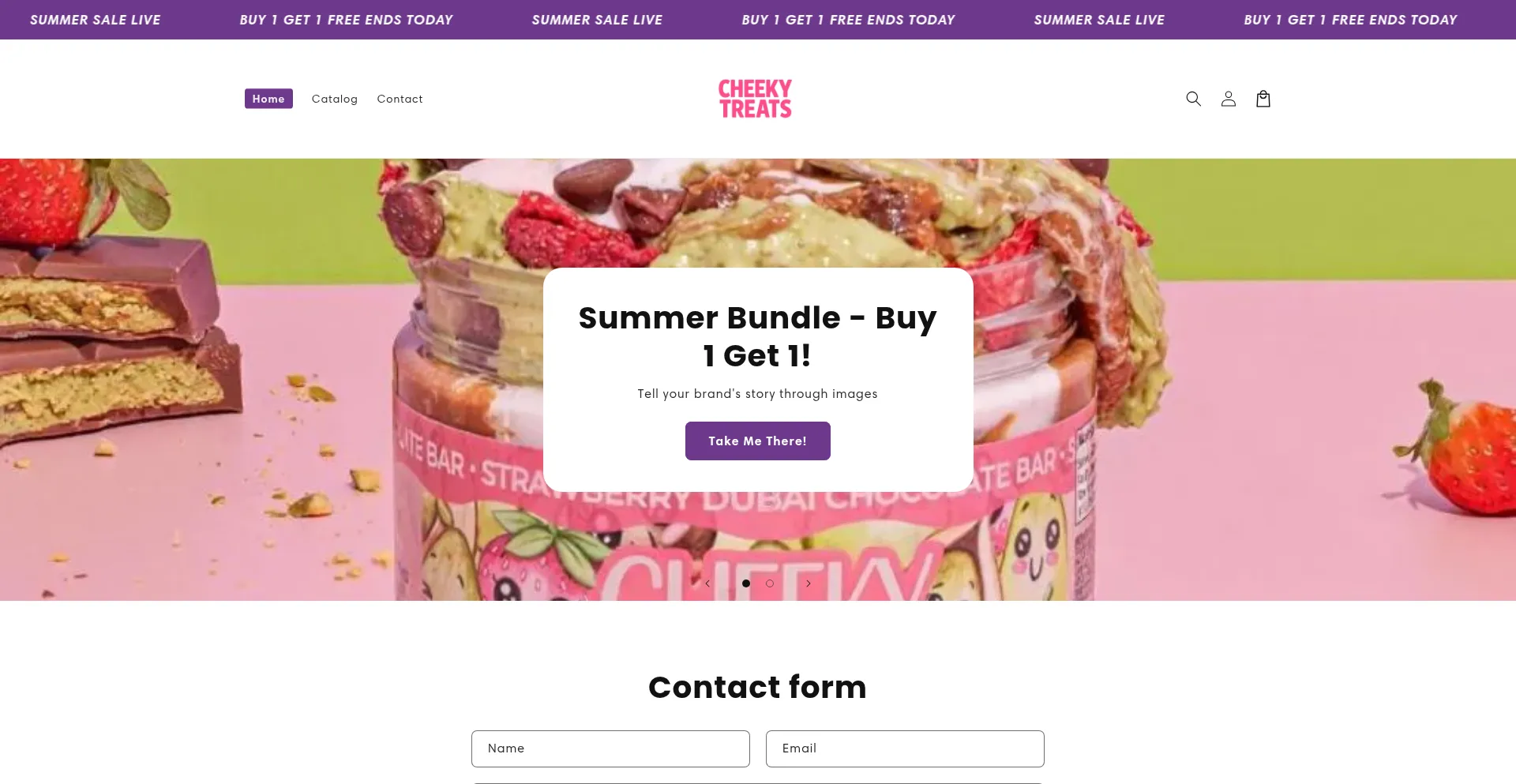 Website screenshot of Thecheekytreats.com
