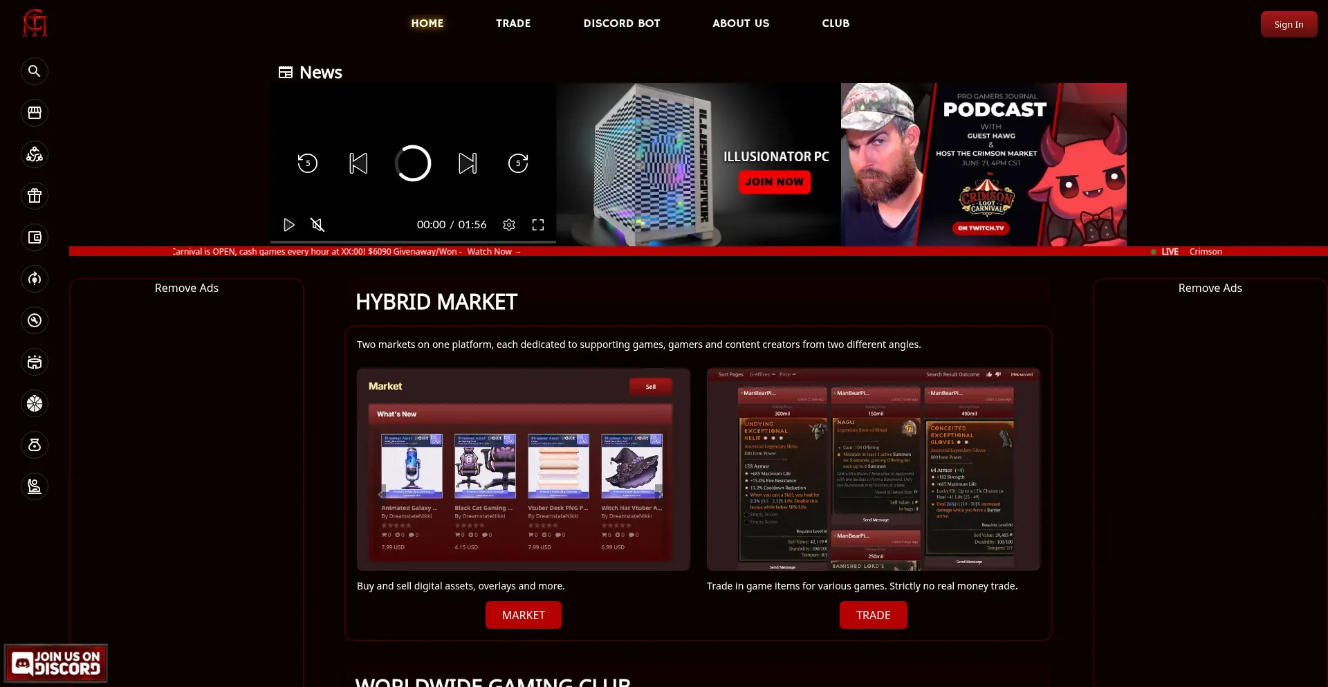 Website screenshot of Thecrimsonmarket.com