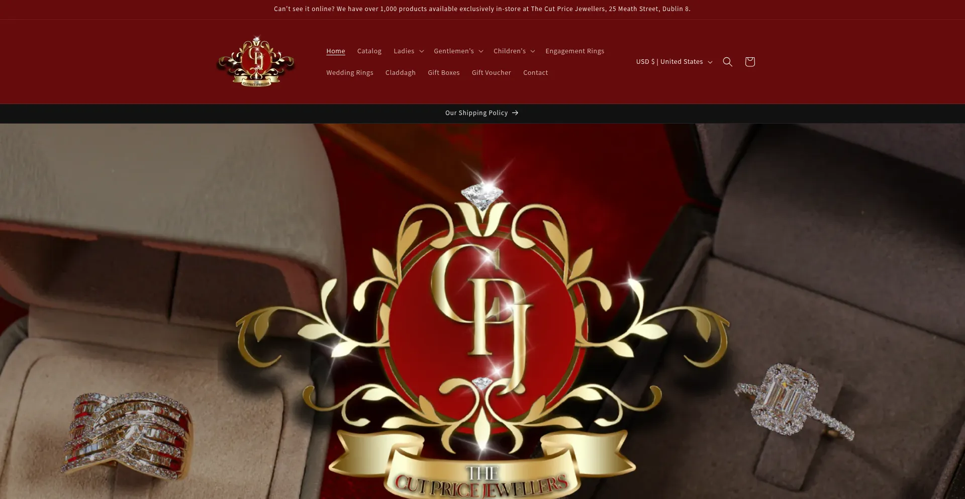 Website screenshot of Thecutpricejewellers.com