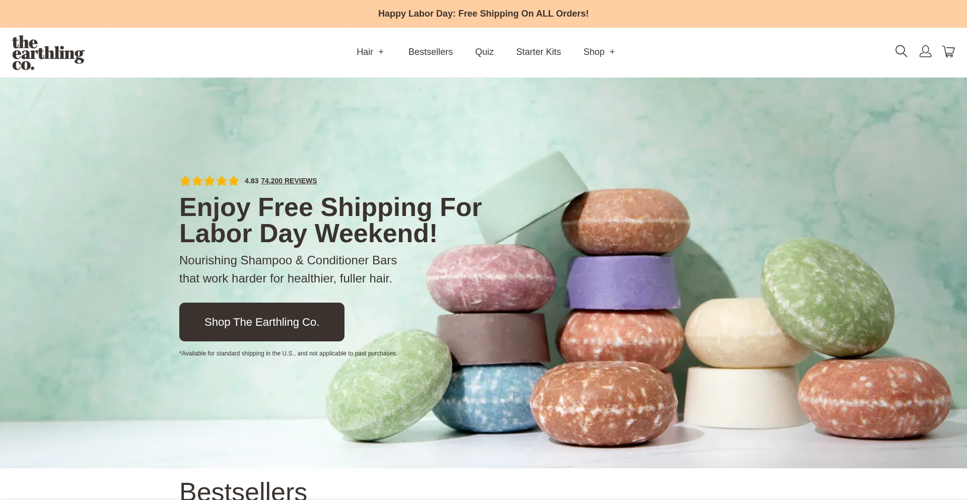 Website screenshot of Theearthlingco.com