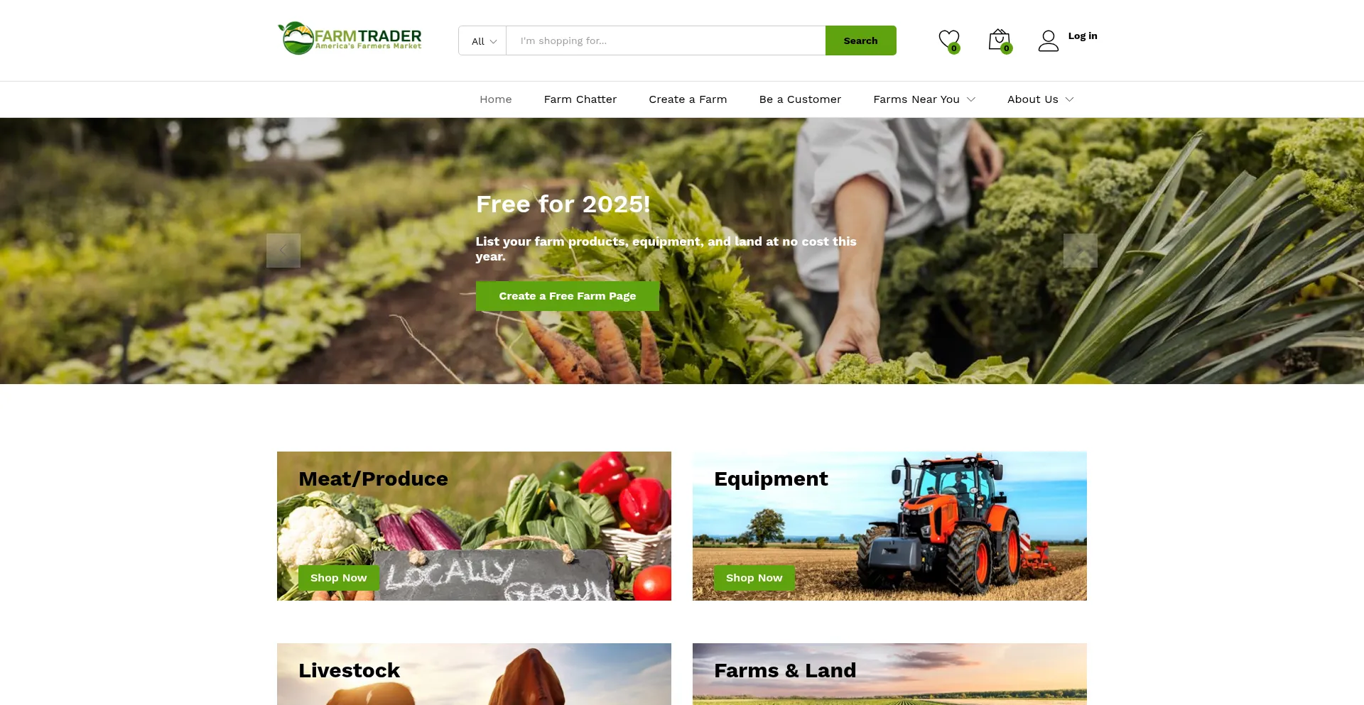 Website screenshot of Thefarmtrader.com