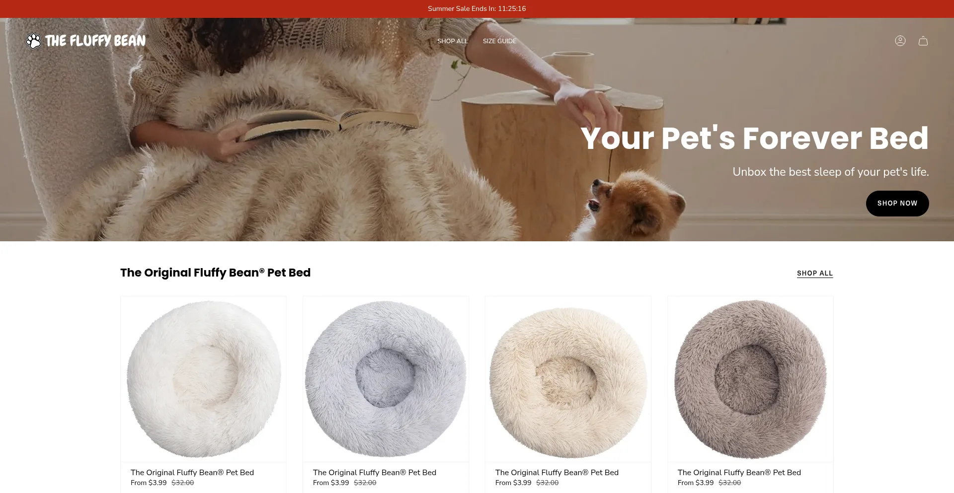 Website screenshot of Thefluffybean.com