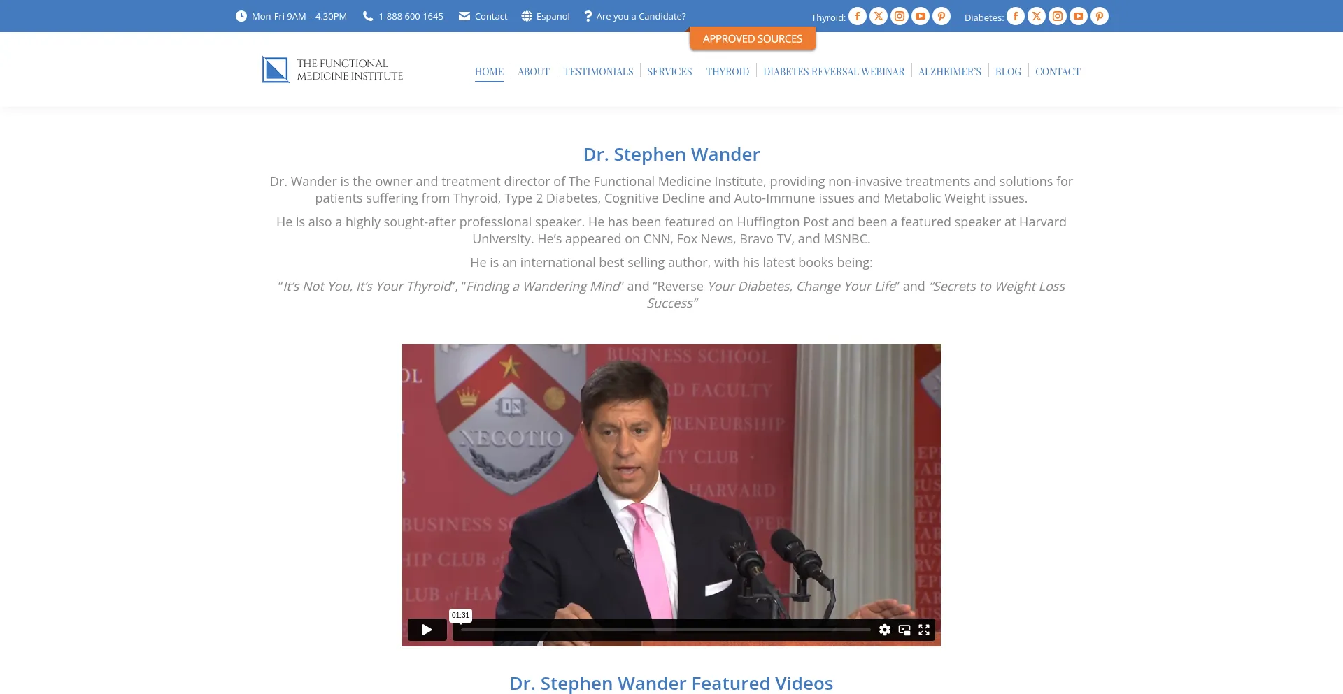 Website screenshot of Thefunctionalmedicineinstitute.com