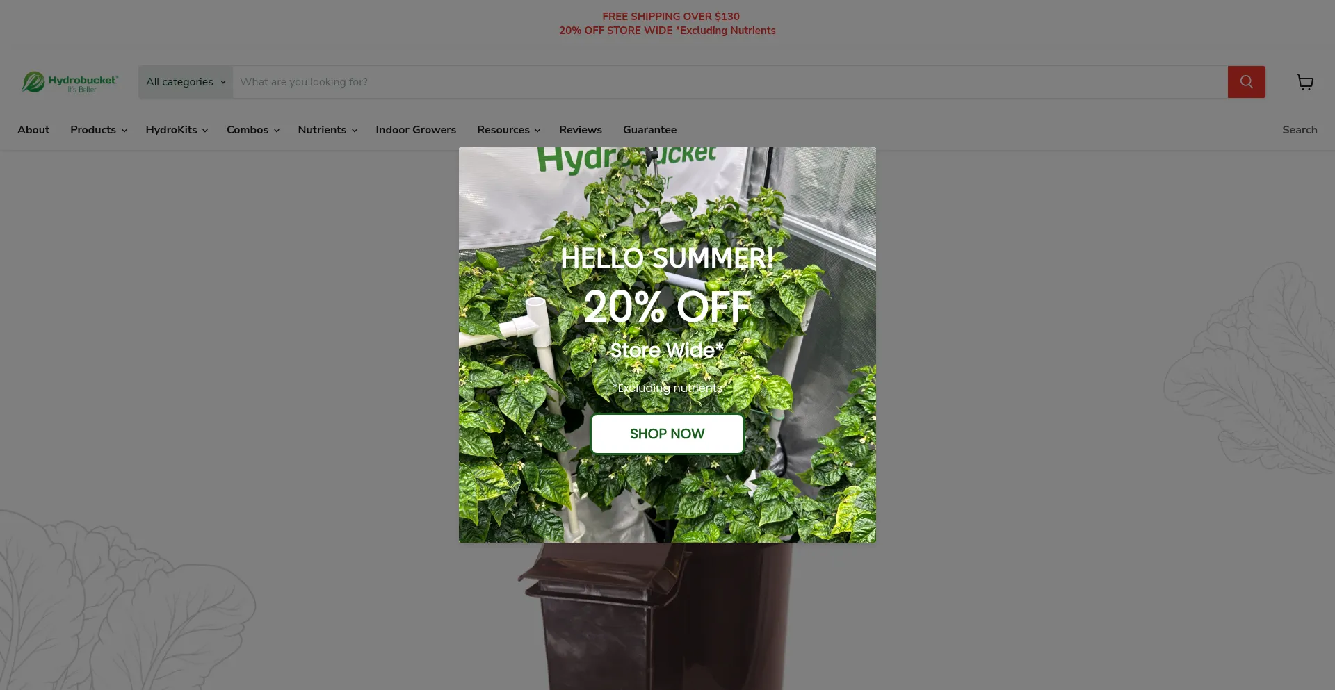 Website screenshot of Thehydrobucket.com