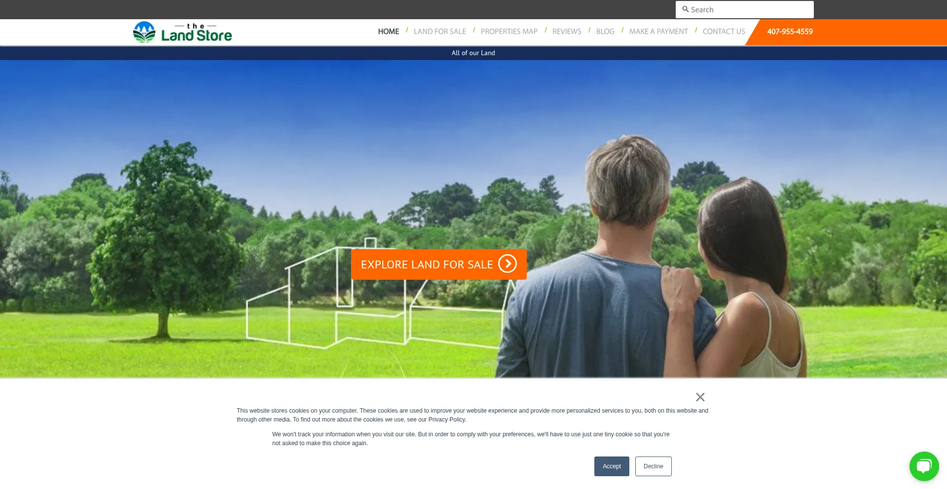 Website screenshot of Thelandstore.com