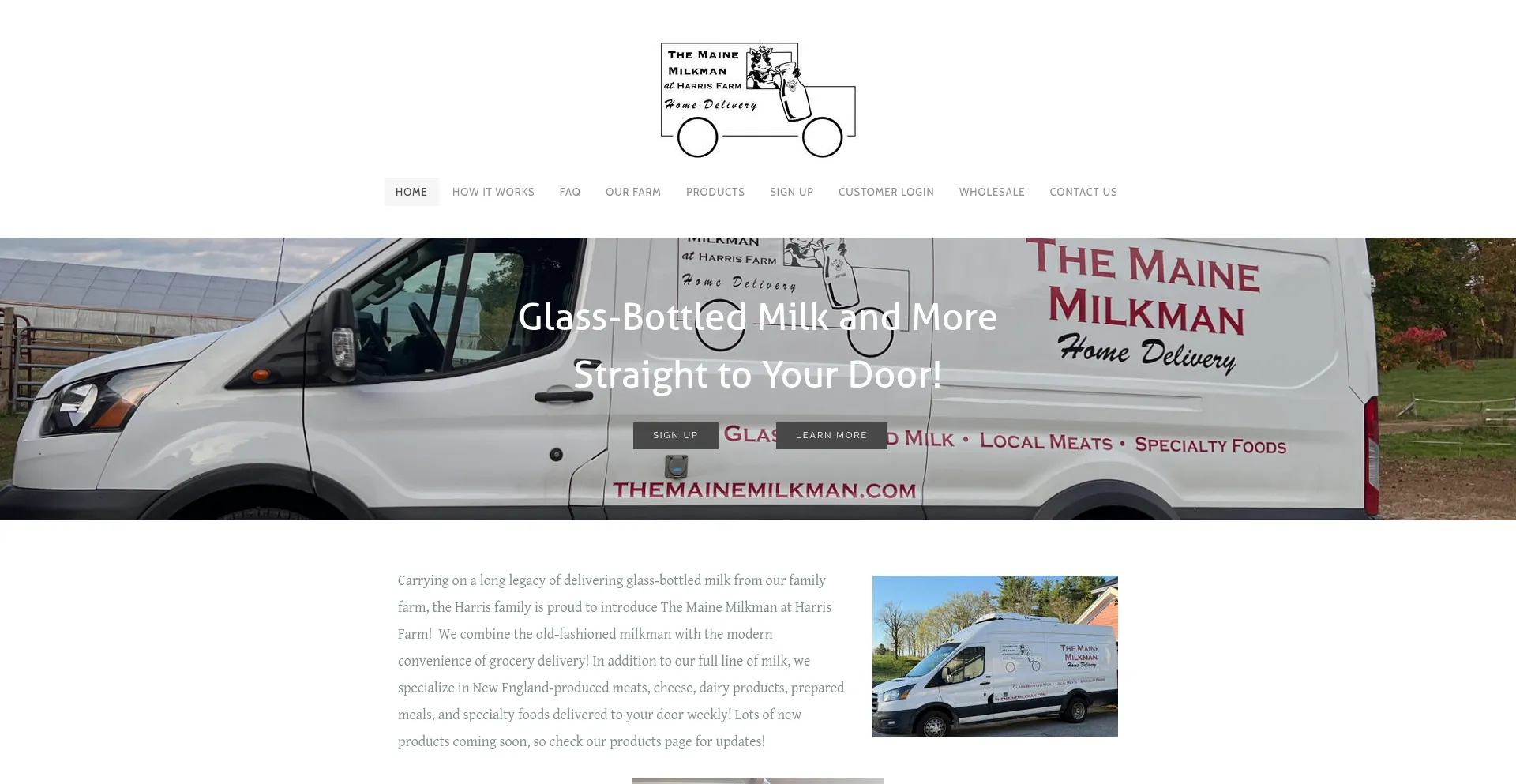 Website screenshot of Themainemilkman.com