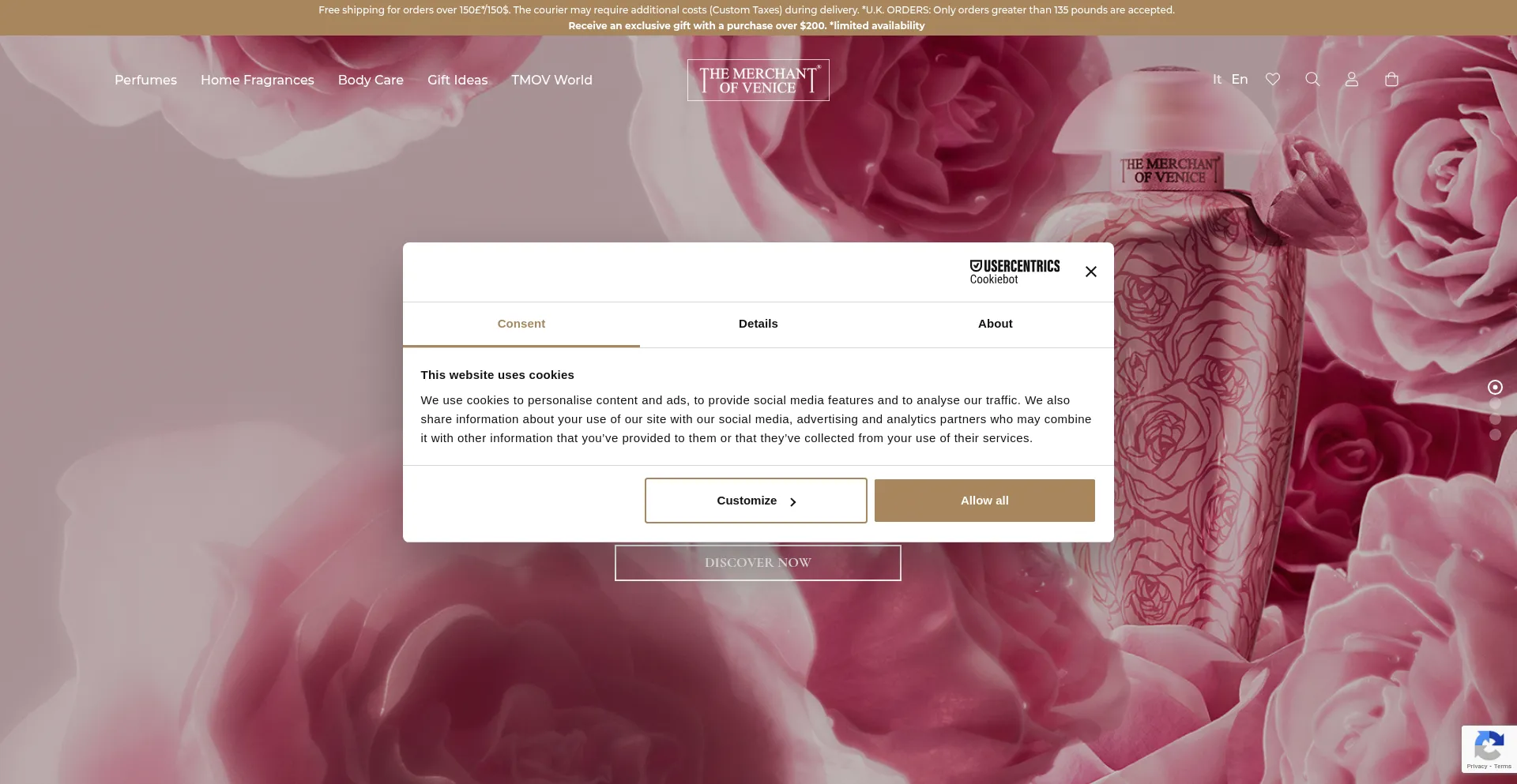 Website screenshot of Themerchantofvenice.com