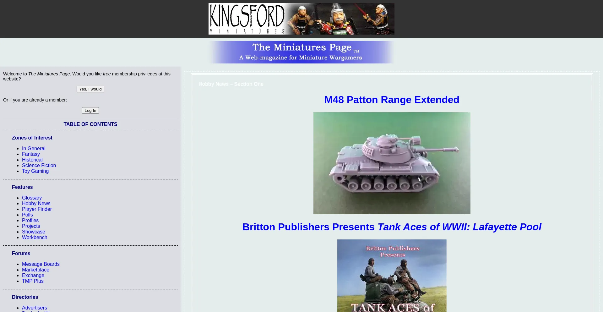 Website screenshot of Theminiaturespage.com