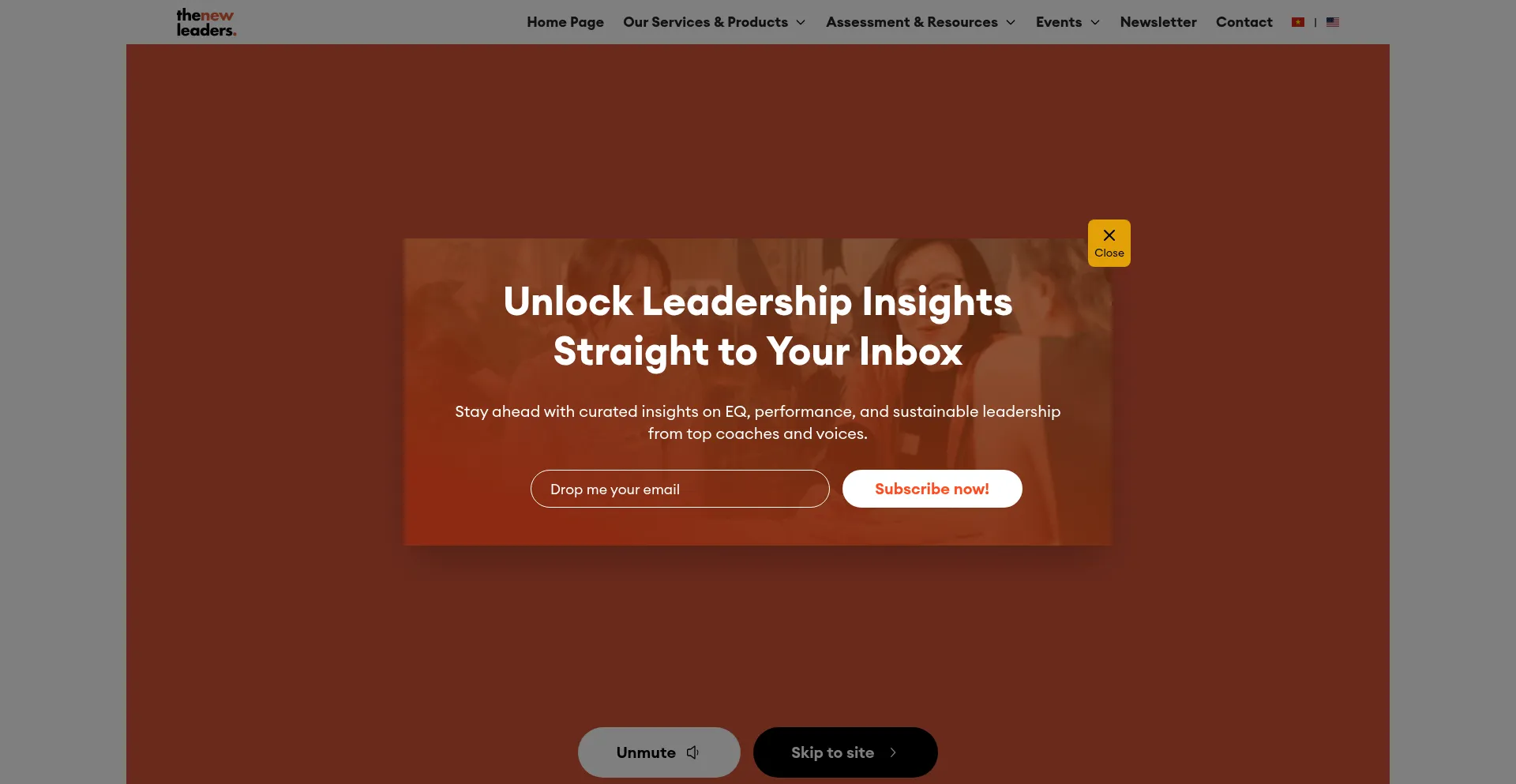 Website screenshot of Thenewleaders.asia