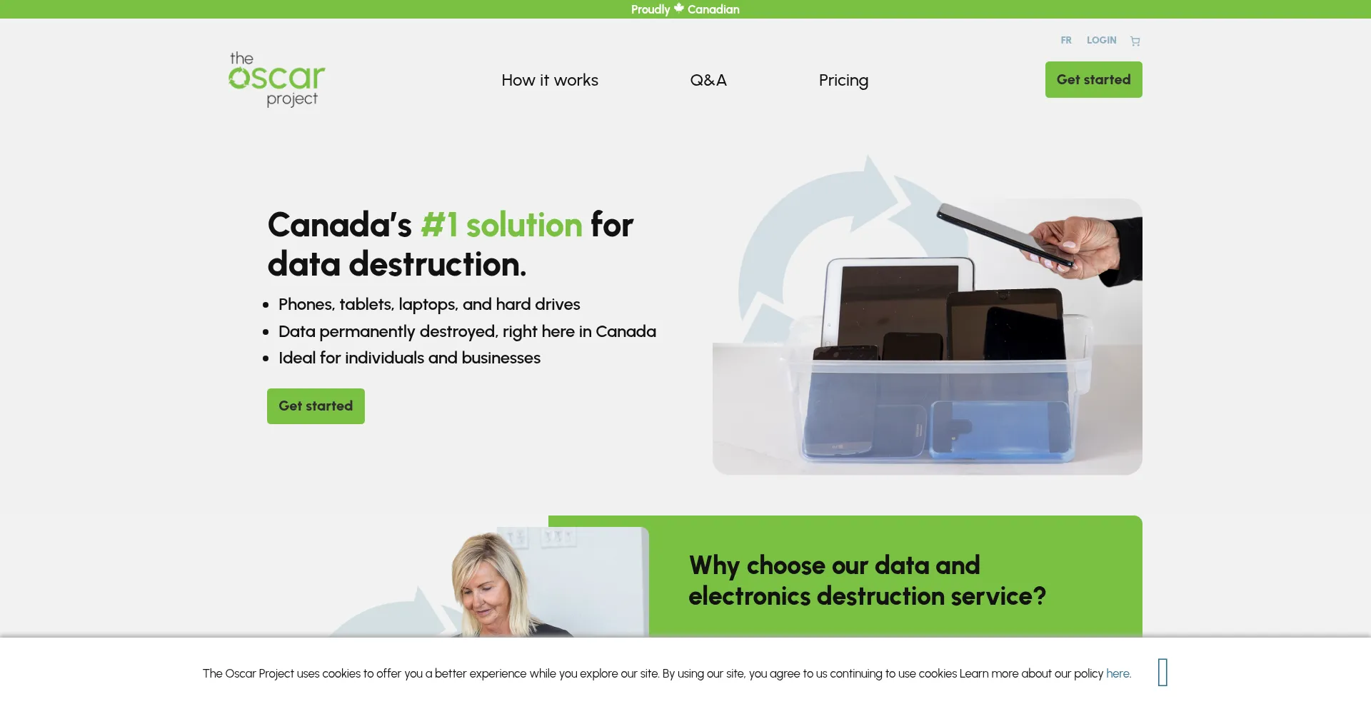 Website screenshot of Theoscarproject.ca
