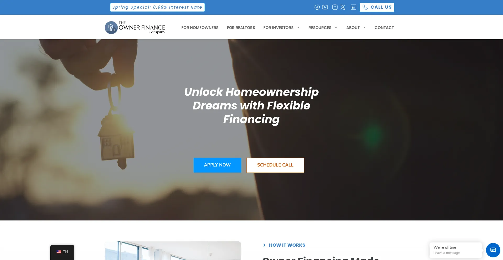 Website screenshot of Theownerfinancecompany.com