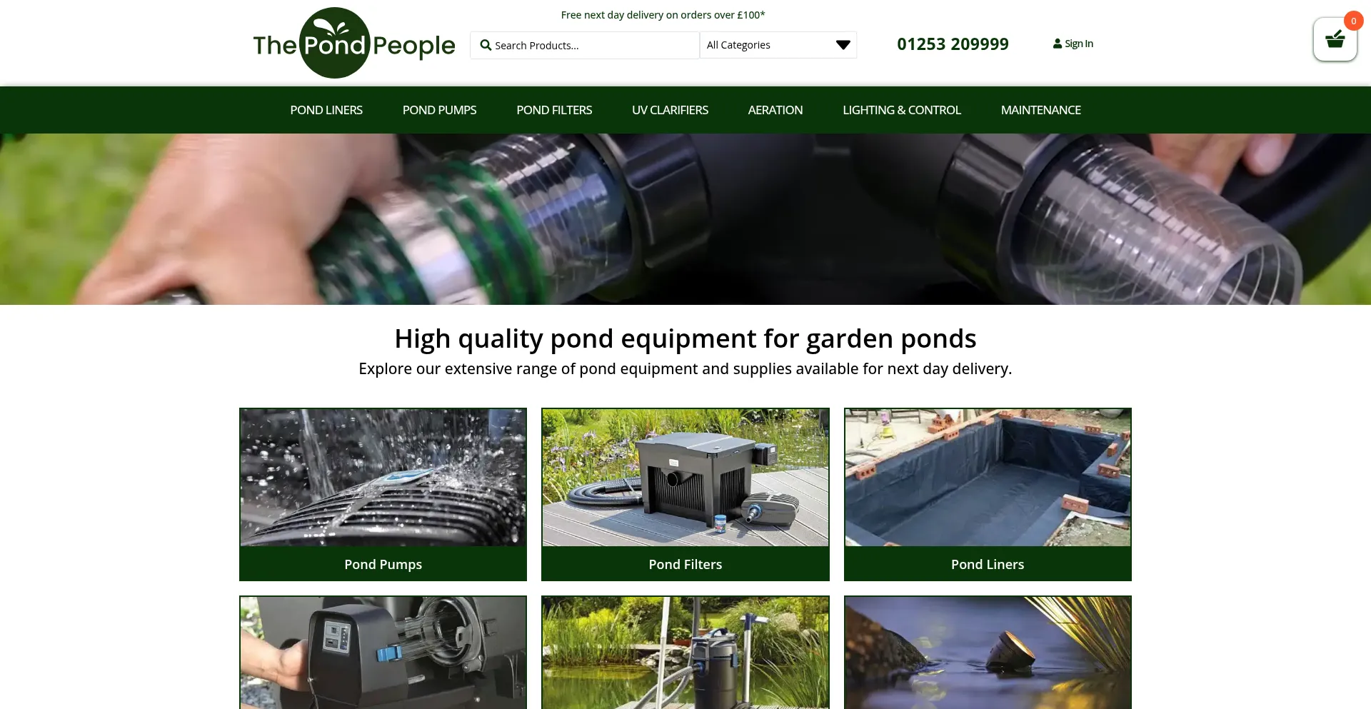 Website screenshot of Thepondpeople.co.uk