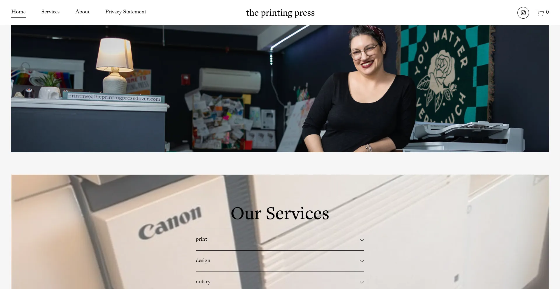 Website screenshot of Theprintingpressdover.com
