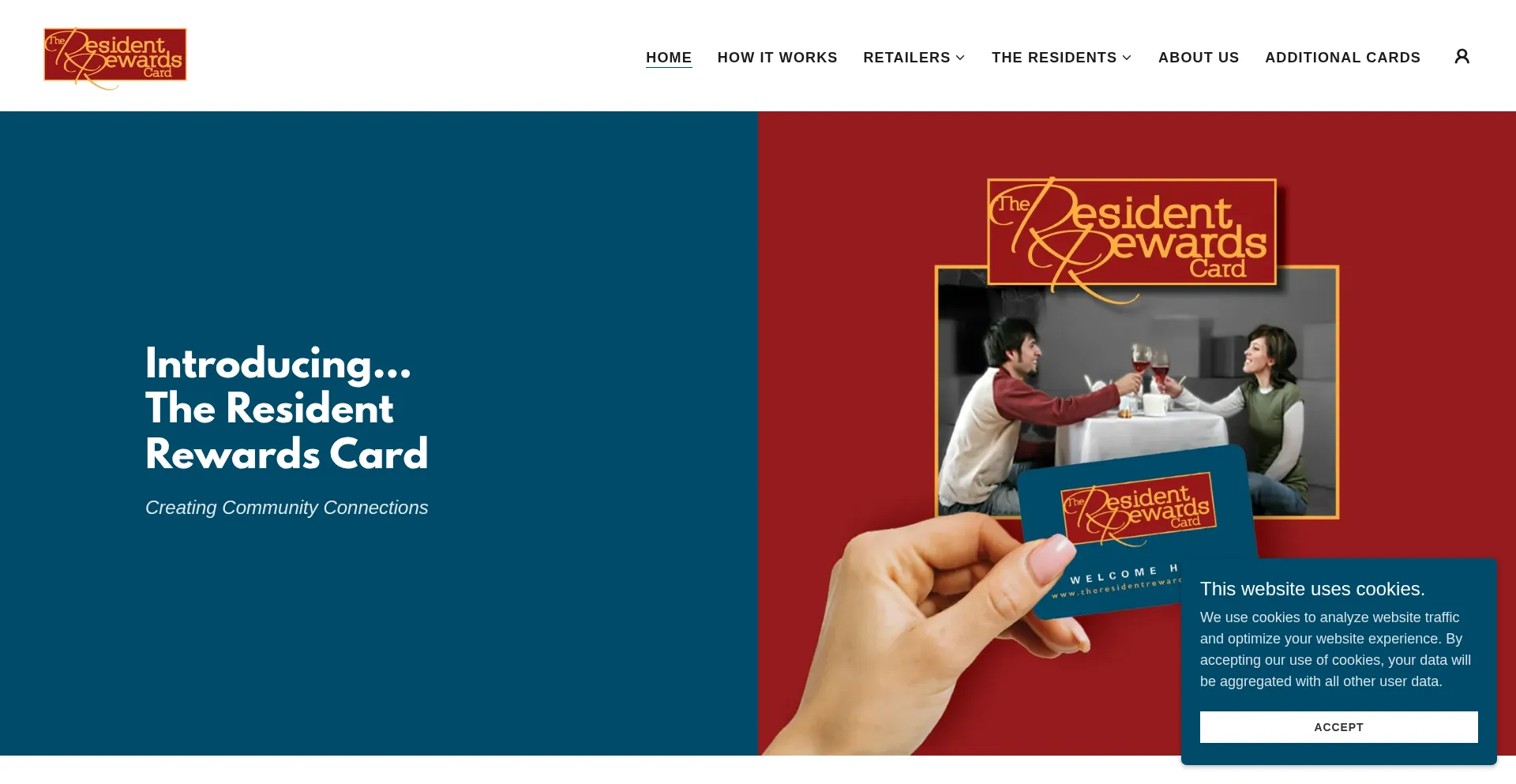 Website screenshot of Theresidentrewardscard.com