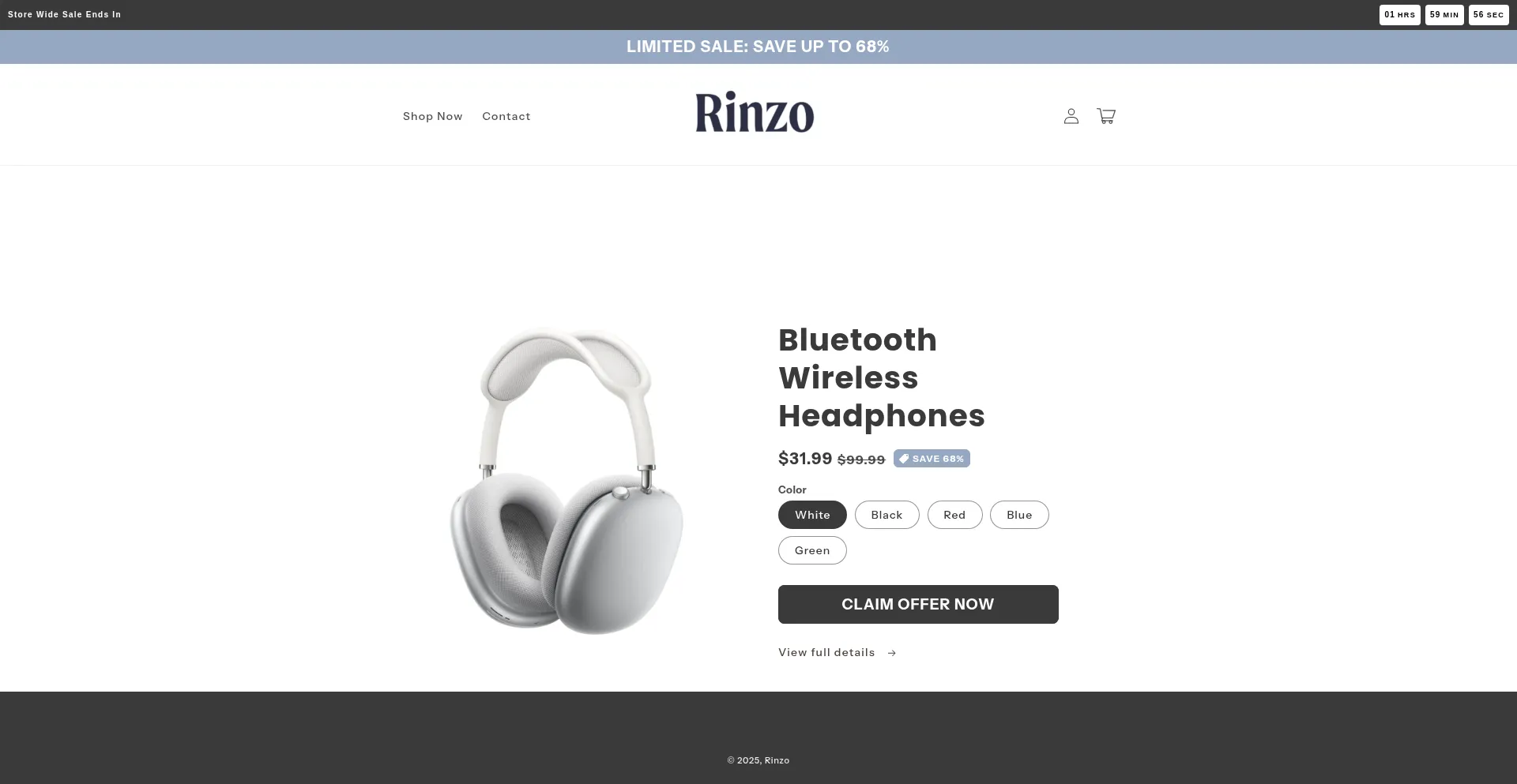 Website screenshot of Therinzo.com