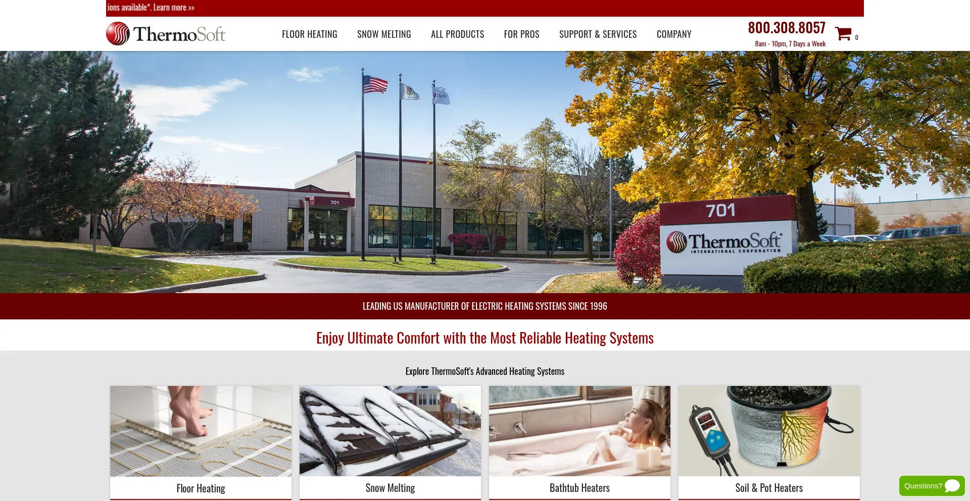 Website screenshot of Thermosoft.com