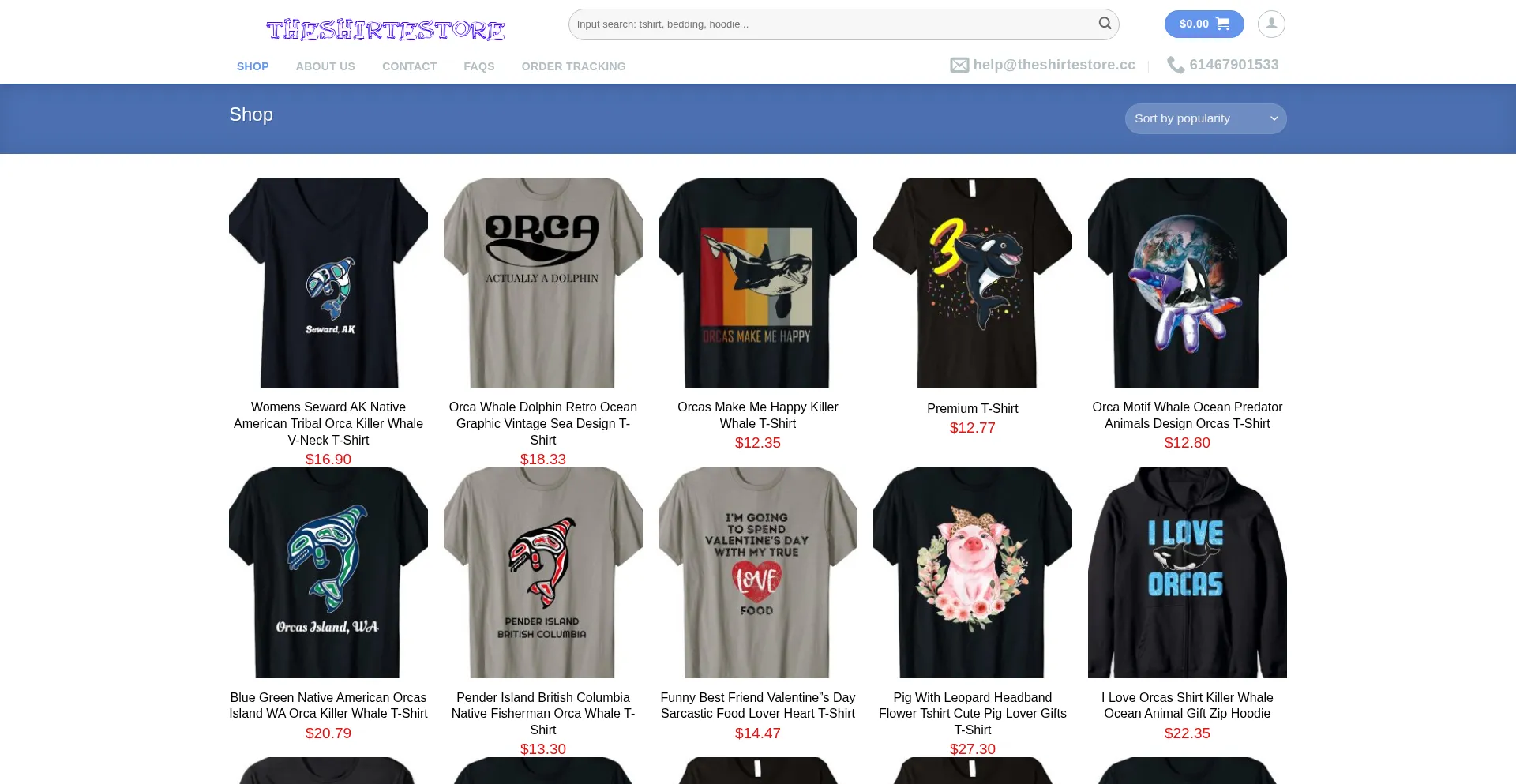 Website screenshot of Theshirtestore.cc
