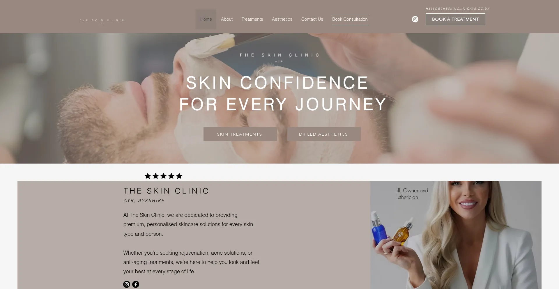 Website screenshot of Theskinclinicayr.com