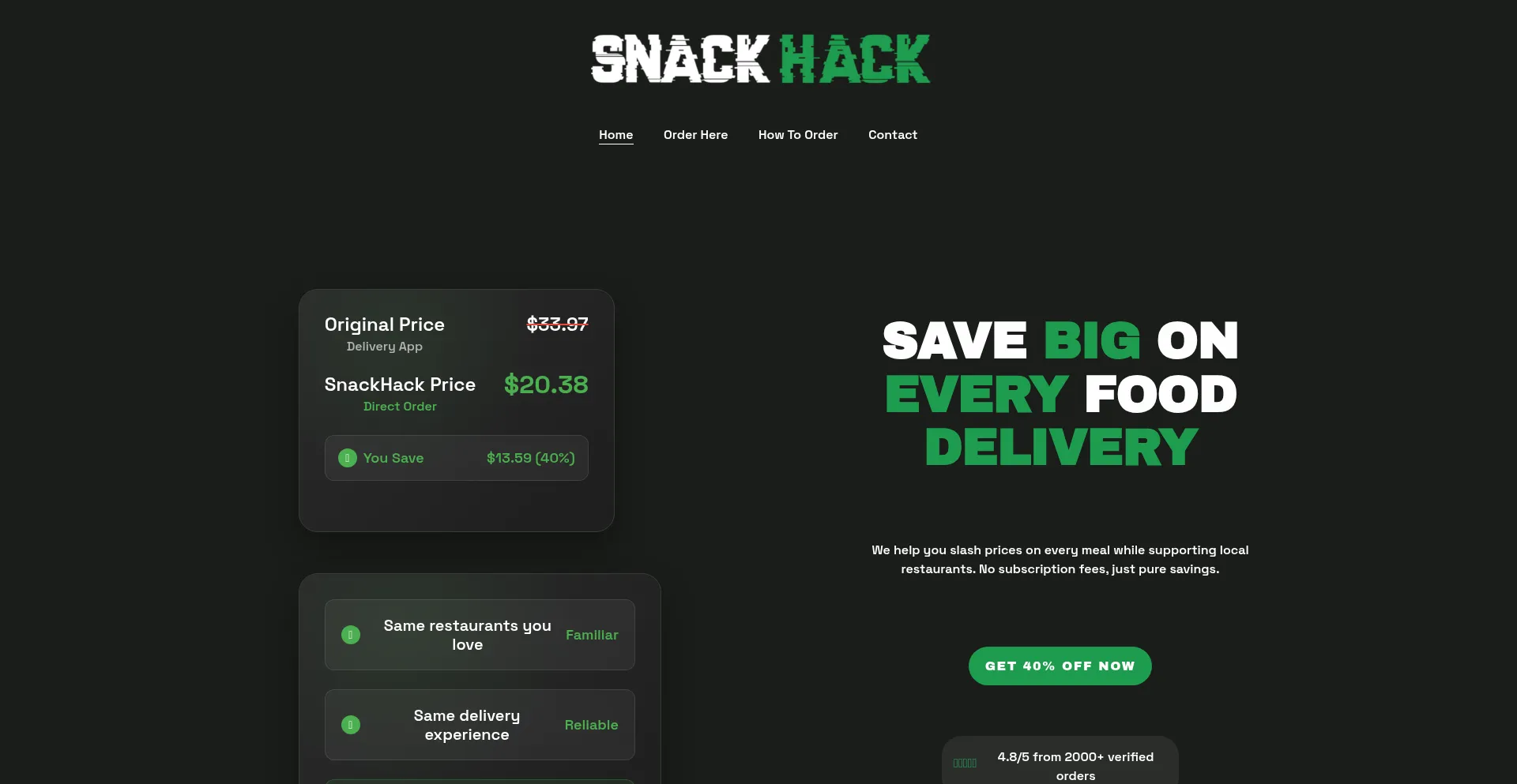 Website screenshot of Thesnackhack.com
